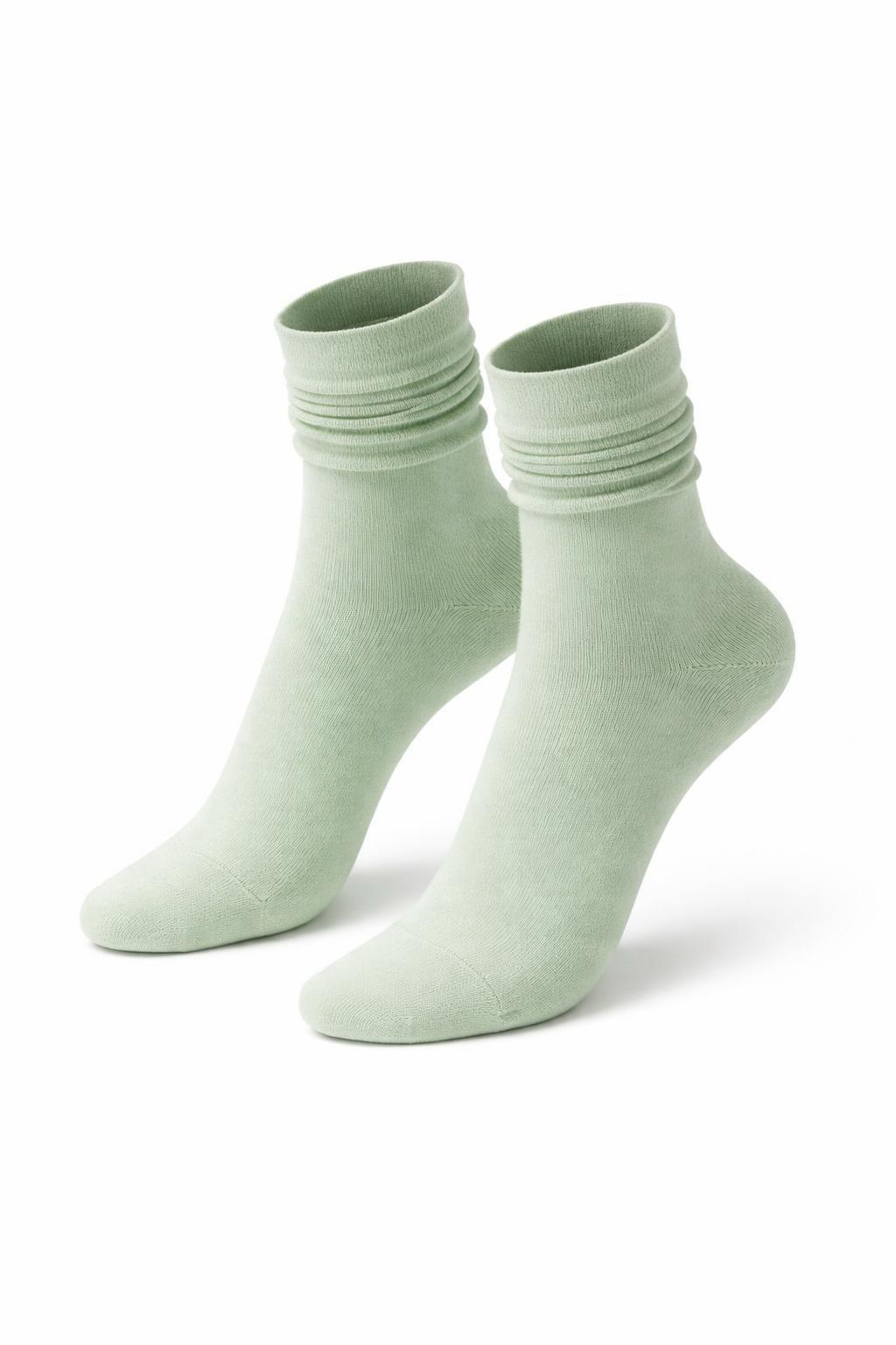 Chaussettes Premium Soft Touch en Coton Pur - Menthe détail — Yuko B.