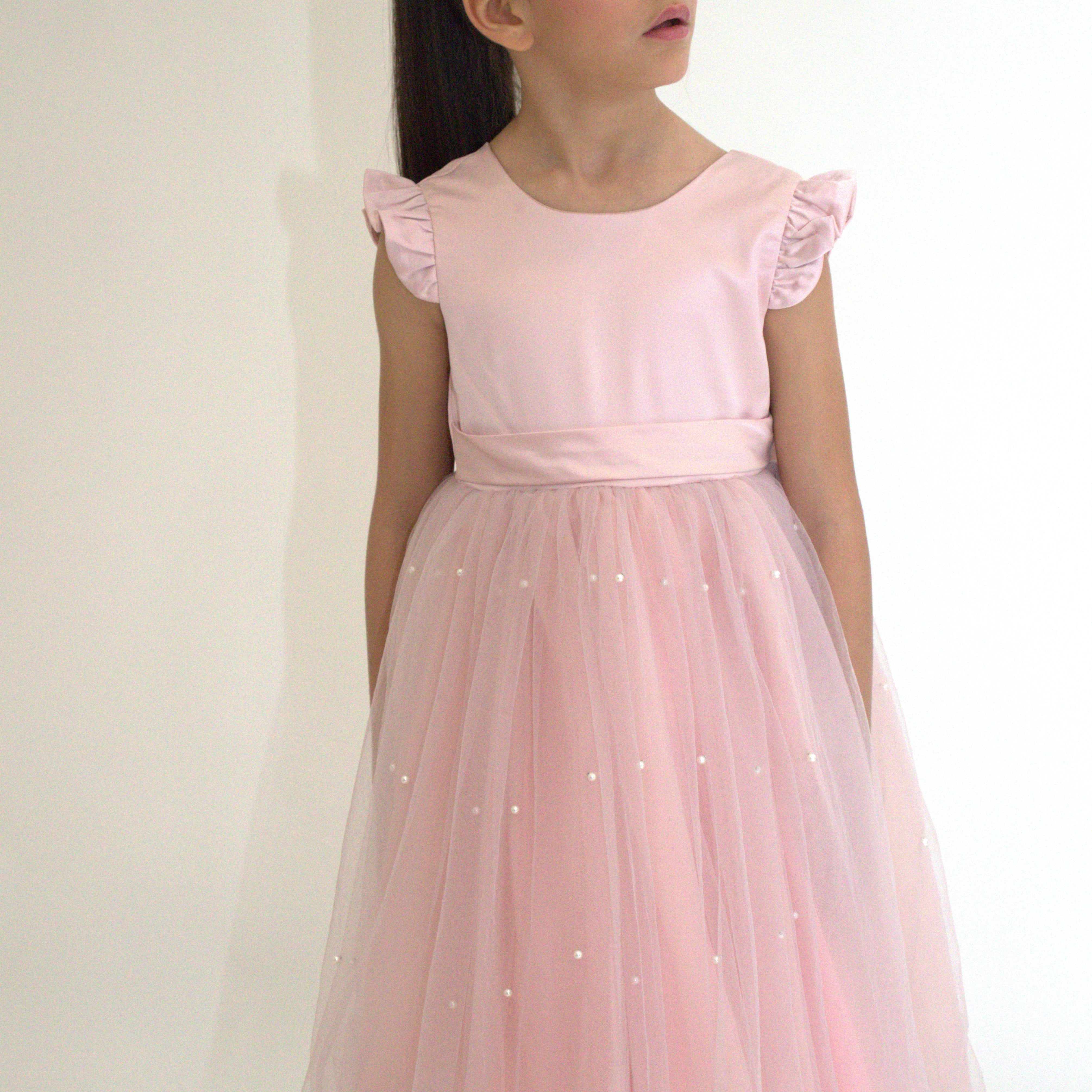 Robe de cérémonie ALICE - Rose - Taille: 150 cm (9/10 ans) détail — Yuko B.