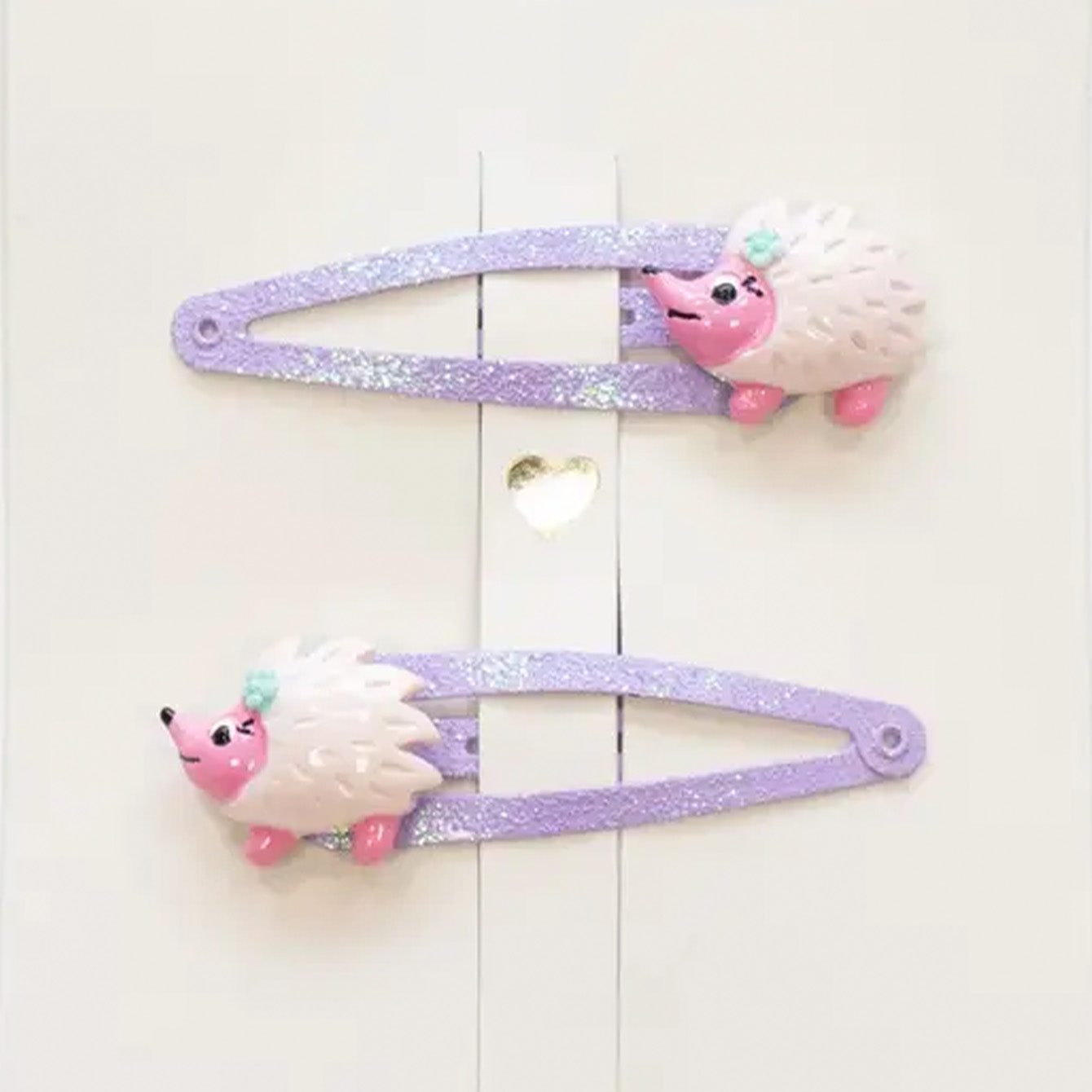 Duo de Barrettes à cheveux - Amy le hérisson vue de face — Yuko B.