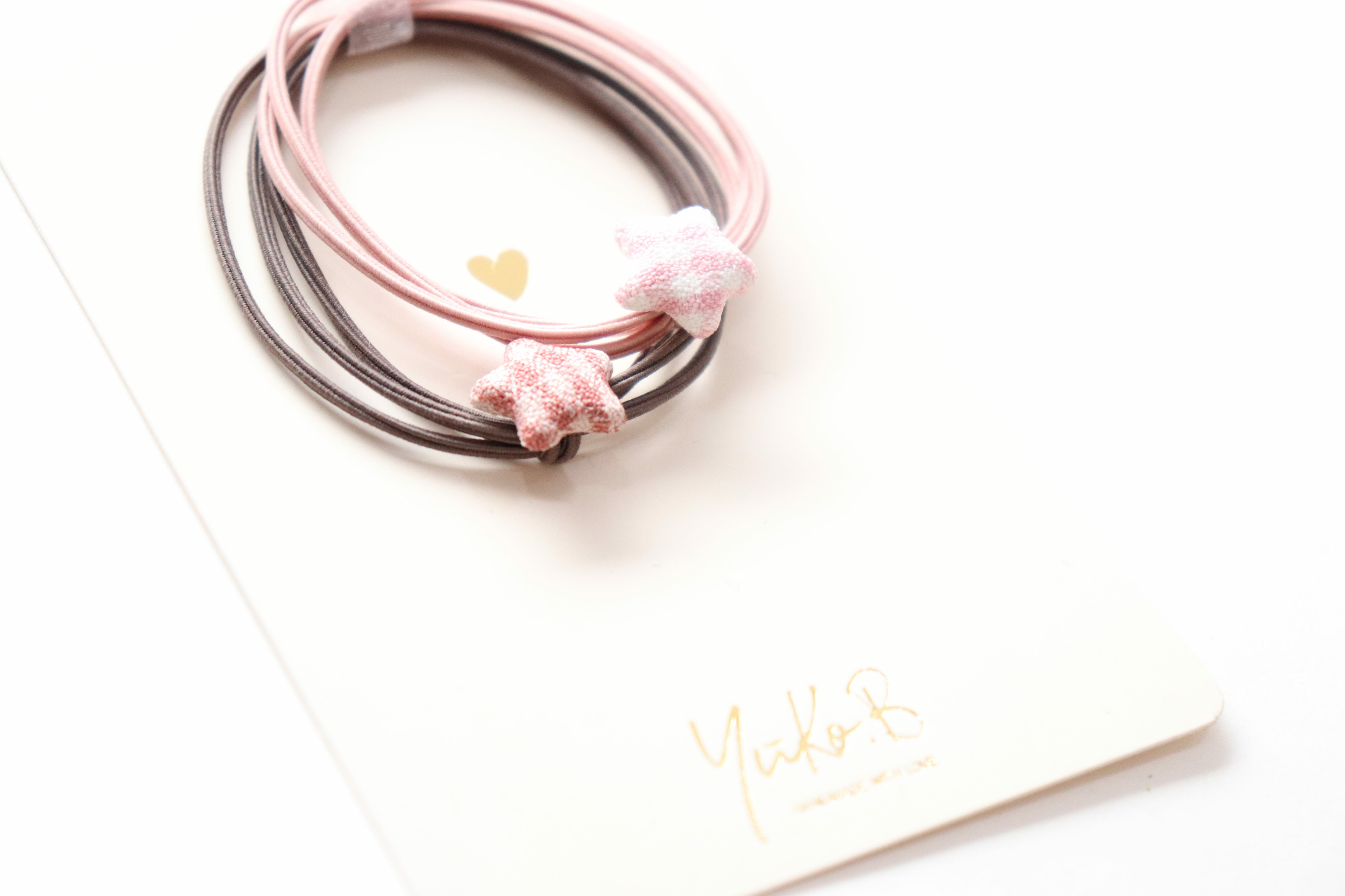 Élastiques cheveux - Vichy stars bands Rose - Yuko B.