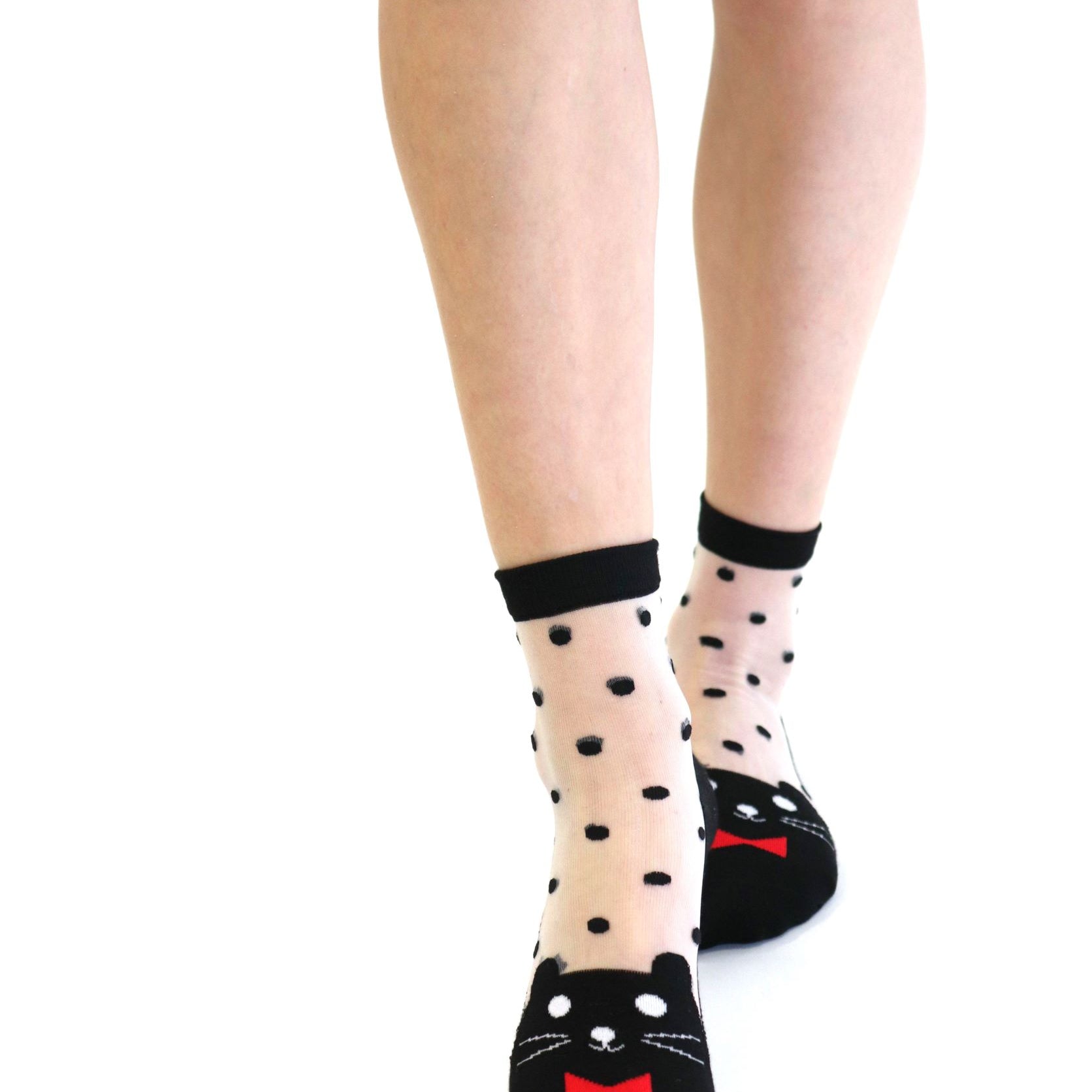 Chaussettes en voile transparant resistant - Chaton - Be a Cat - White - Yuko B.