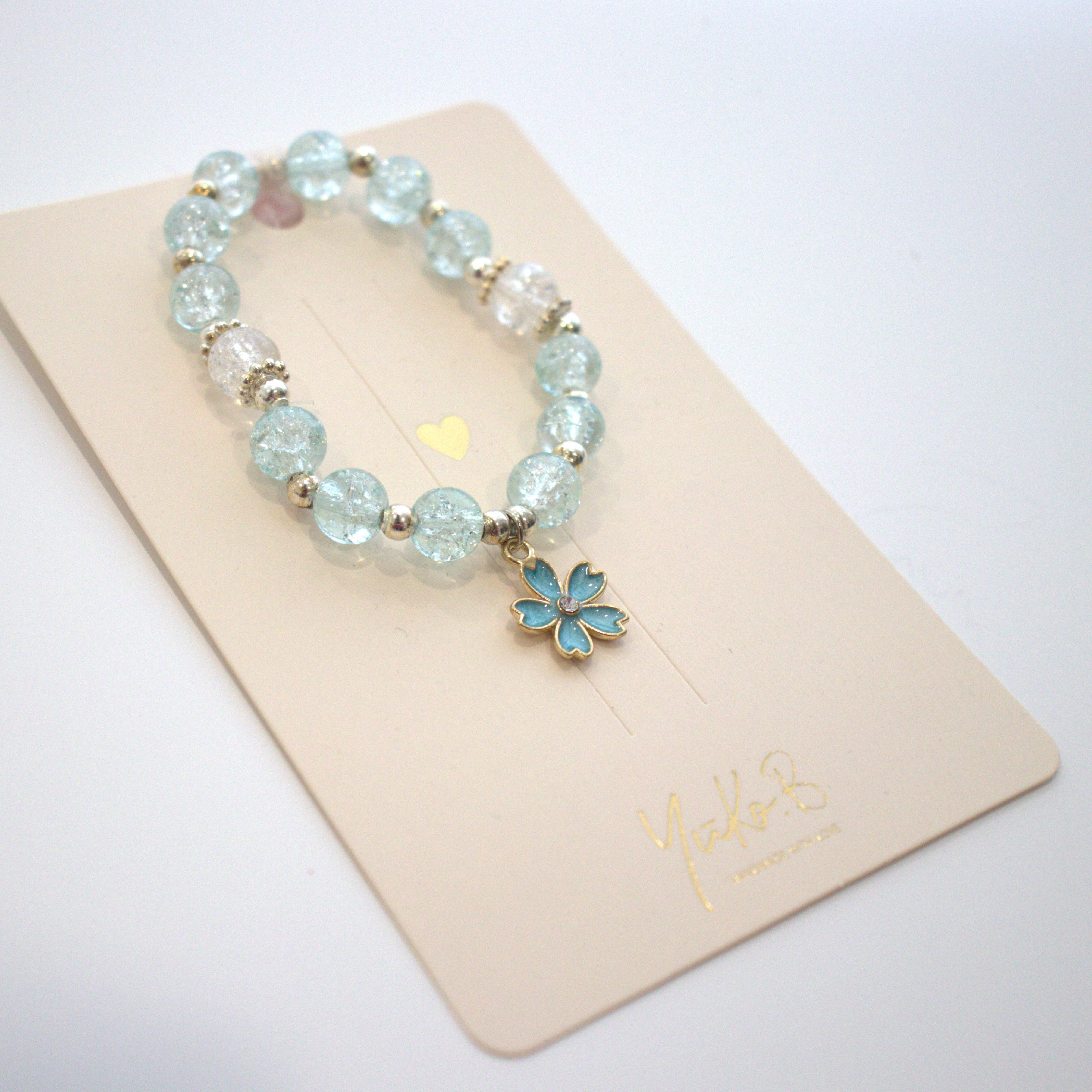 Bracelet de perles - Pivoine bleu - Yuko B.