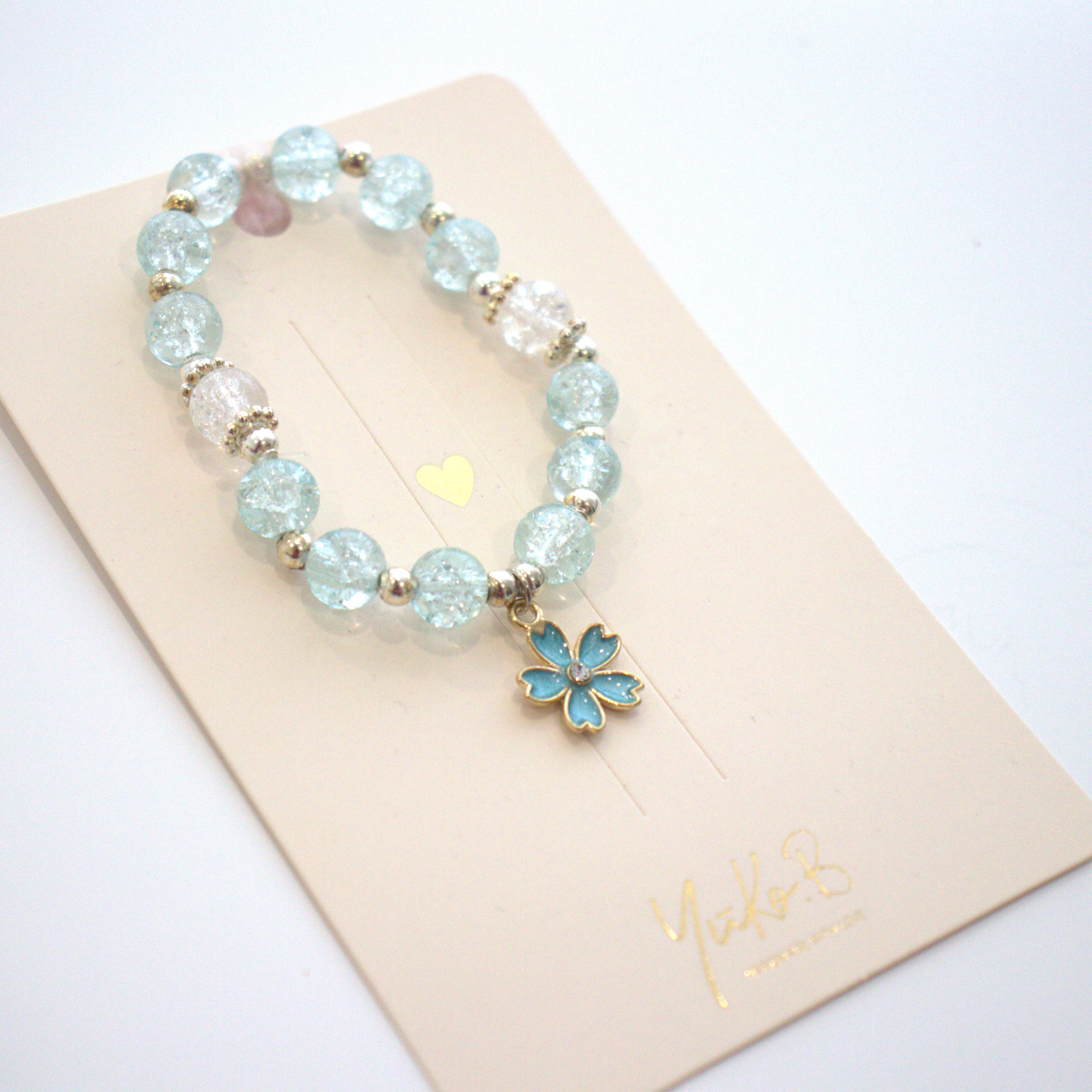 Bracelet de perles - Pivoine bleu - Yuko B.