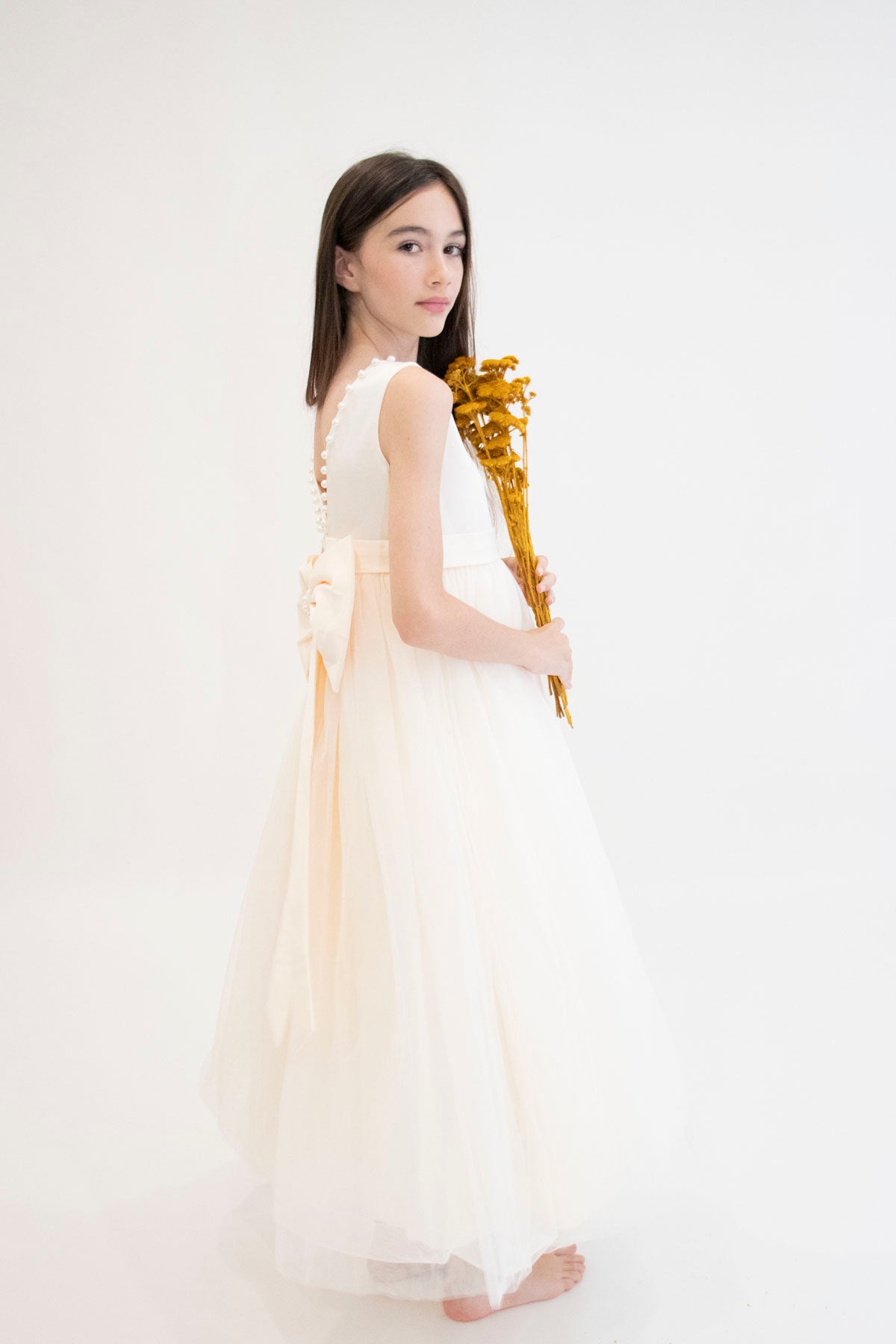 Robe de cérémonie CARMELINE - Beige - Taille: 130 cm (7/8 ans) détail — Yuko B.