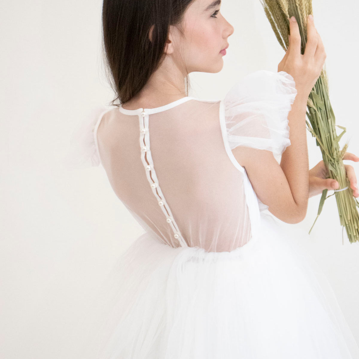 Robe de cérémonie CLARA - Blanche - Taille: 130 cm(7/8 ans) vue de face — Yuko B.
