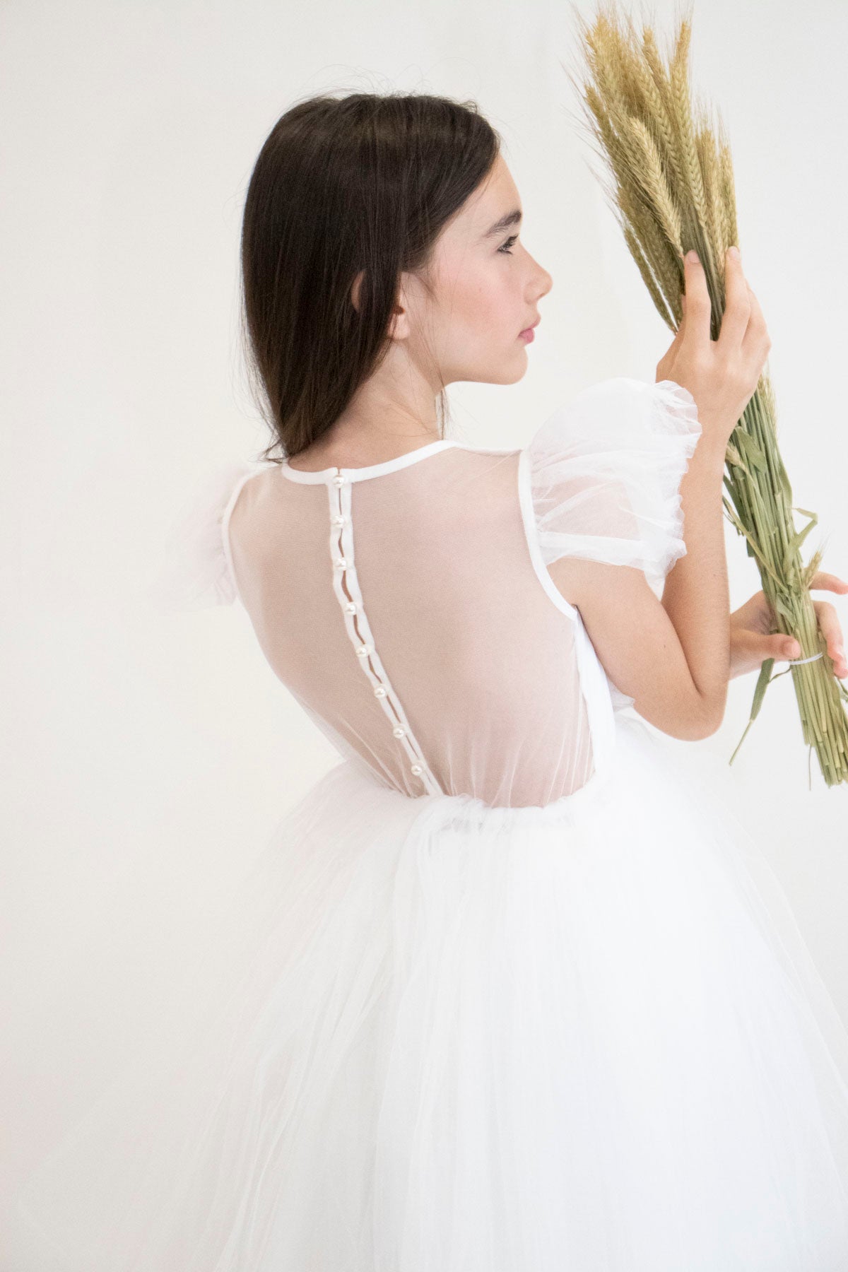 Robe de cérémonie CLARA - Blanche - Taille: 130 cm(7/8 ans) vue de face — Yuko B.