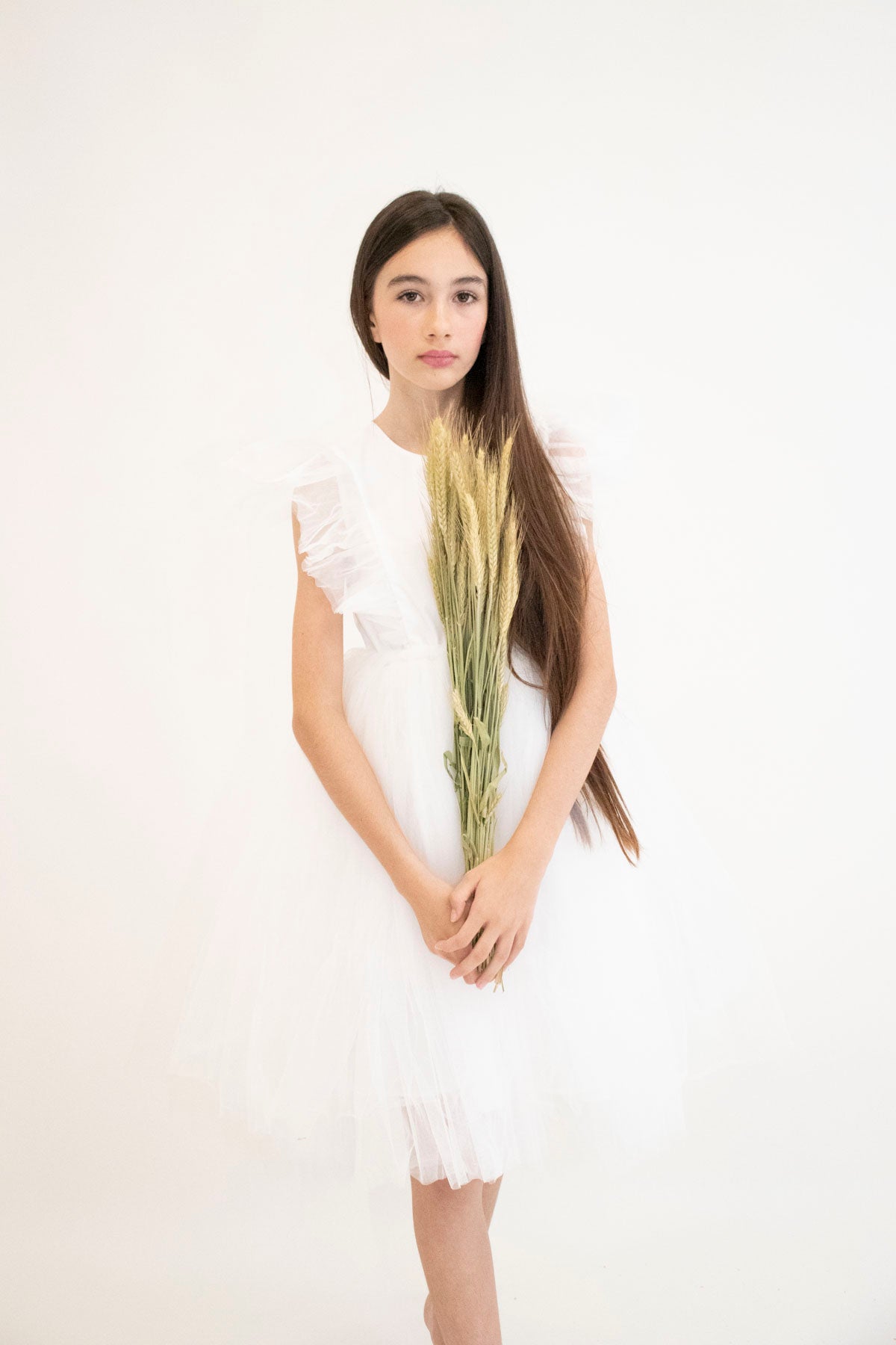 Robe de cérémonie CLARA - Blanche - Taille: 130 cm(7/8 ans) vue de côté — Yuko B.