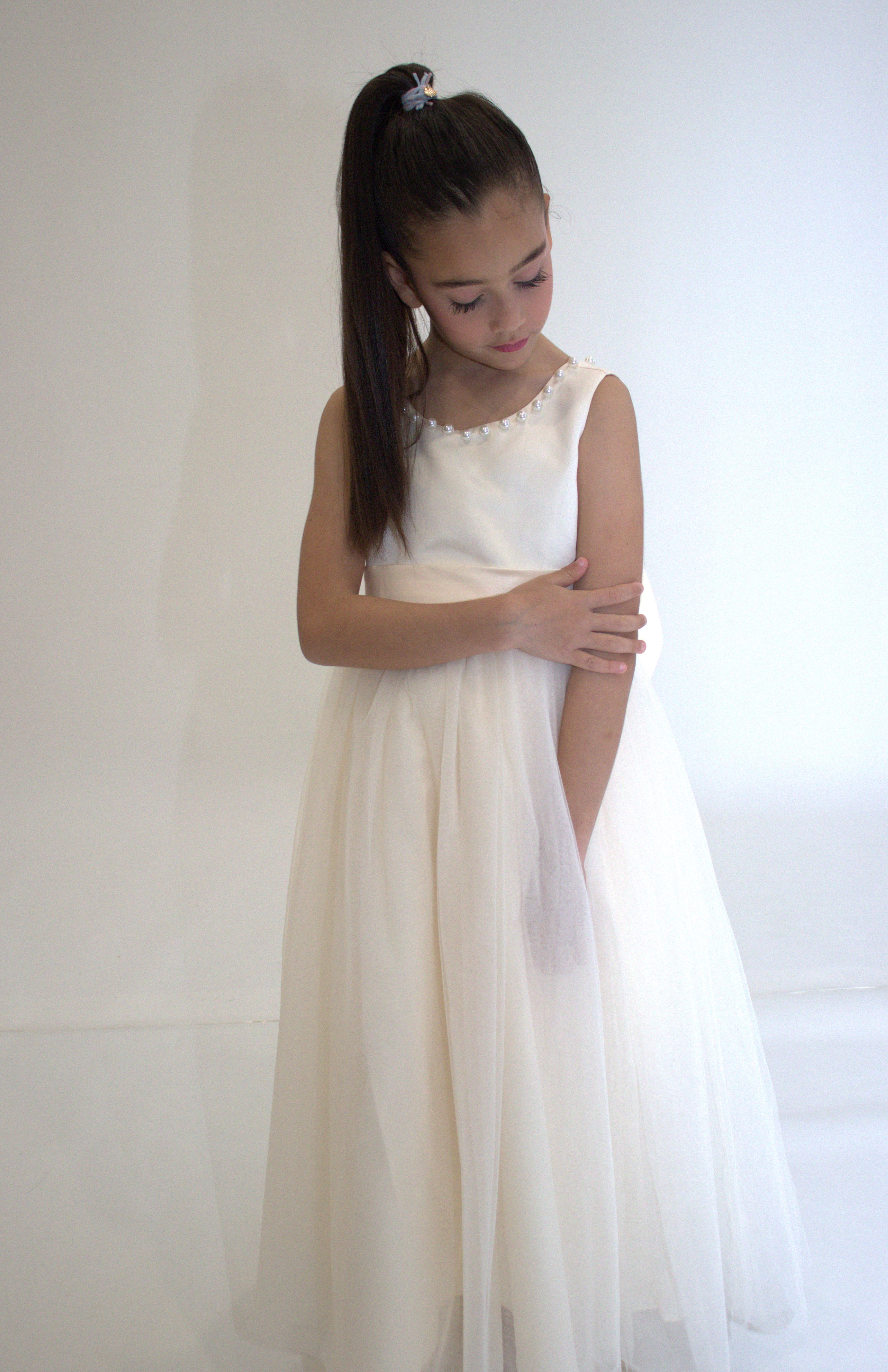 Robe de cérémonie CARMELINE - Beige - Taille: 130 cm (7/8 ans) — accessoire enfant Yuko B.