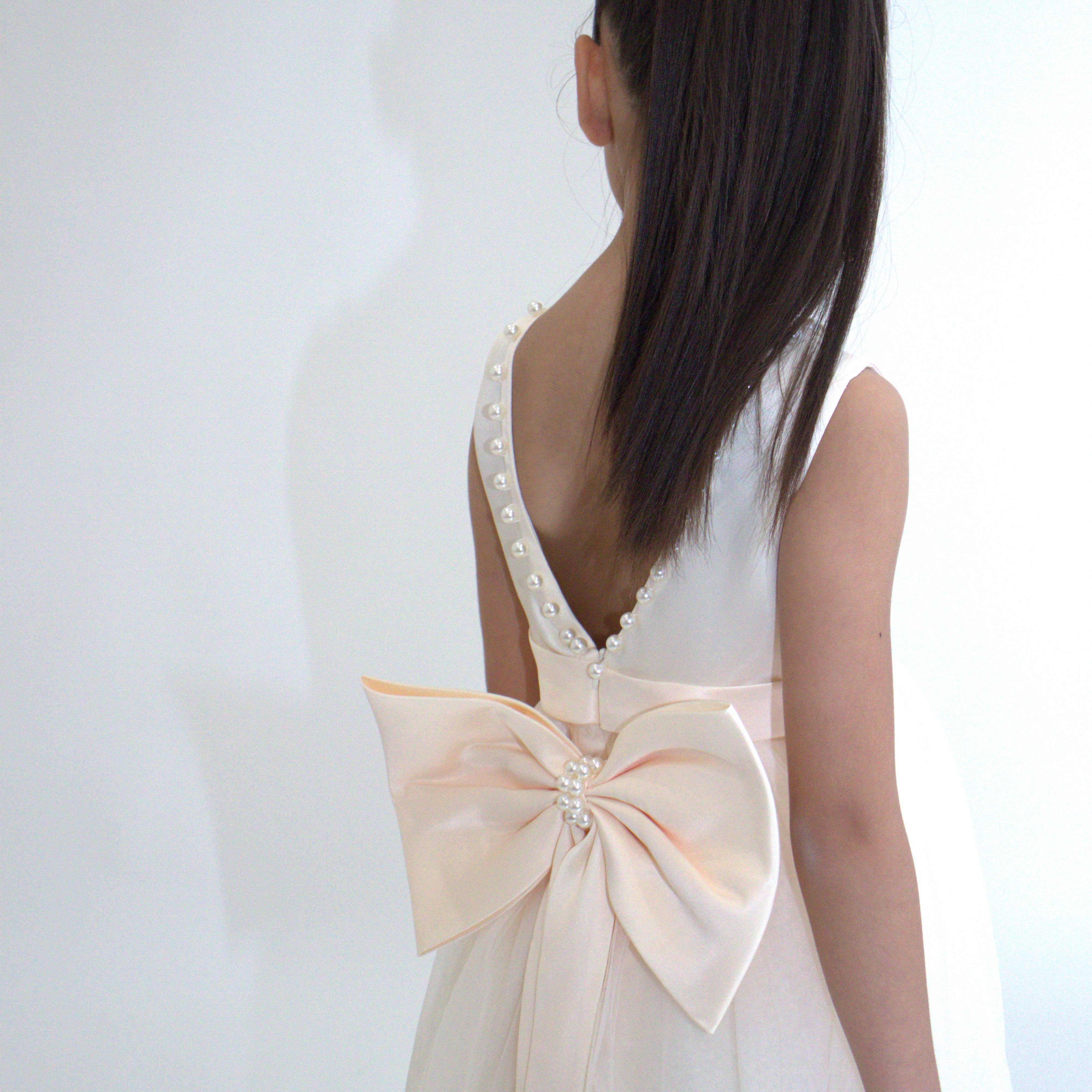 Robe de cérémonie CARMELINE - Beige - Taille: 130 cm (7/8 ans) zoom matière — Yuko B.