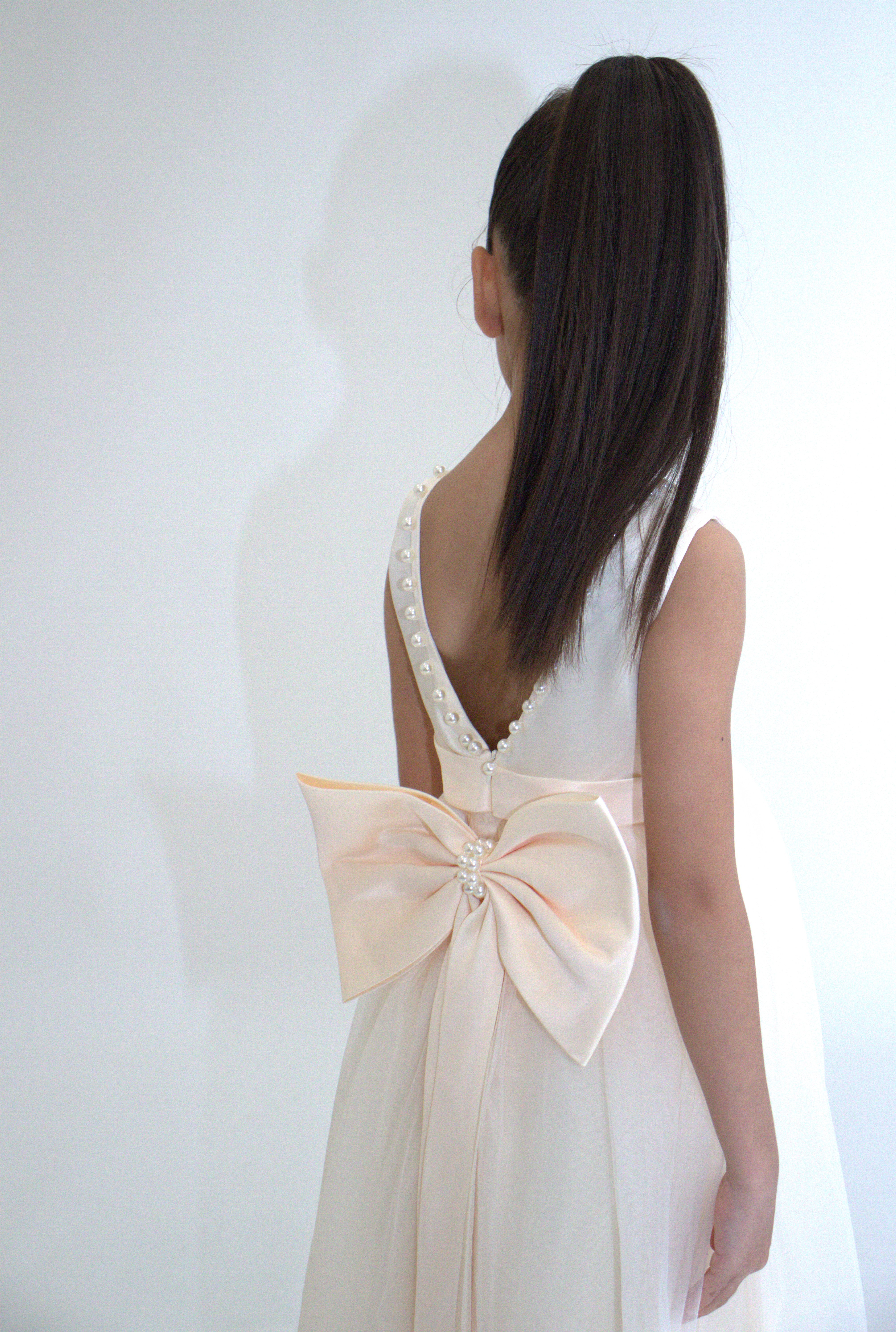 Robe de cérémonie CARMELINE - Beige - Taille: 130 cm (7/8 ans) zoom matière — Yuko B.