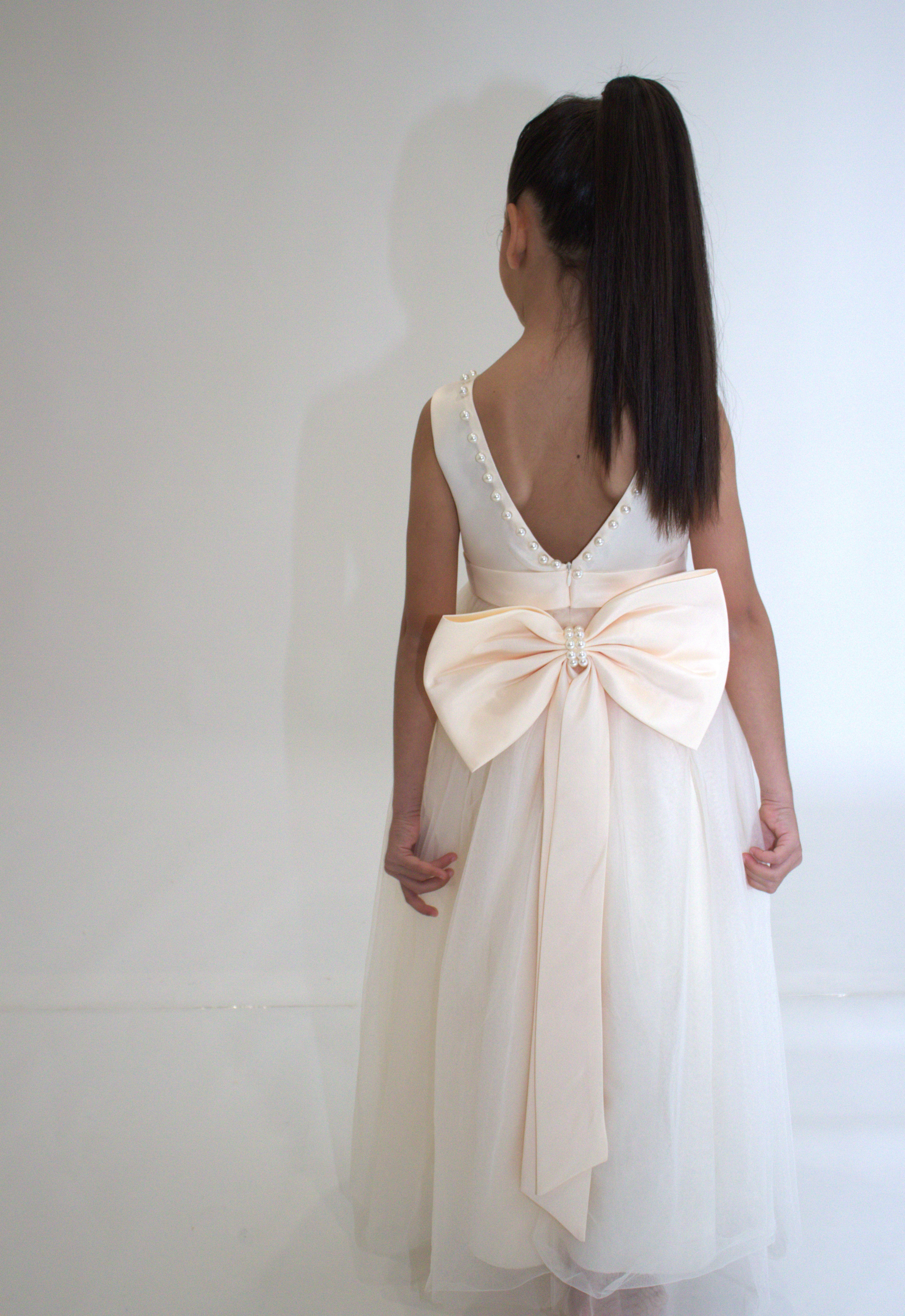 Robe de cérémonie CARMELINE - Beige - Taille: 130 cm (7/8 ans) — accessoire enfant Yuko B.
