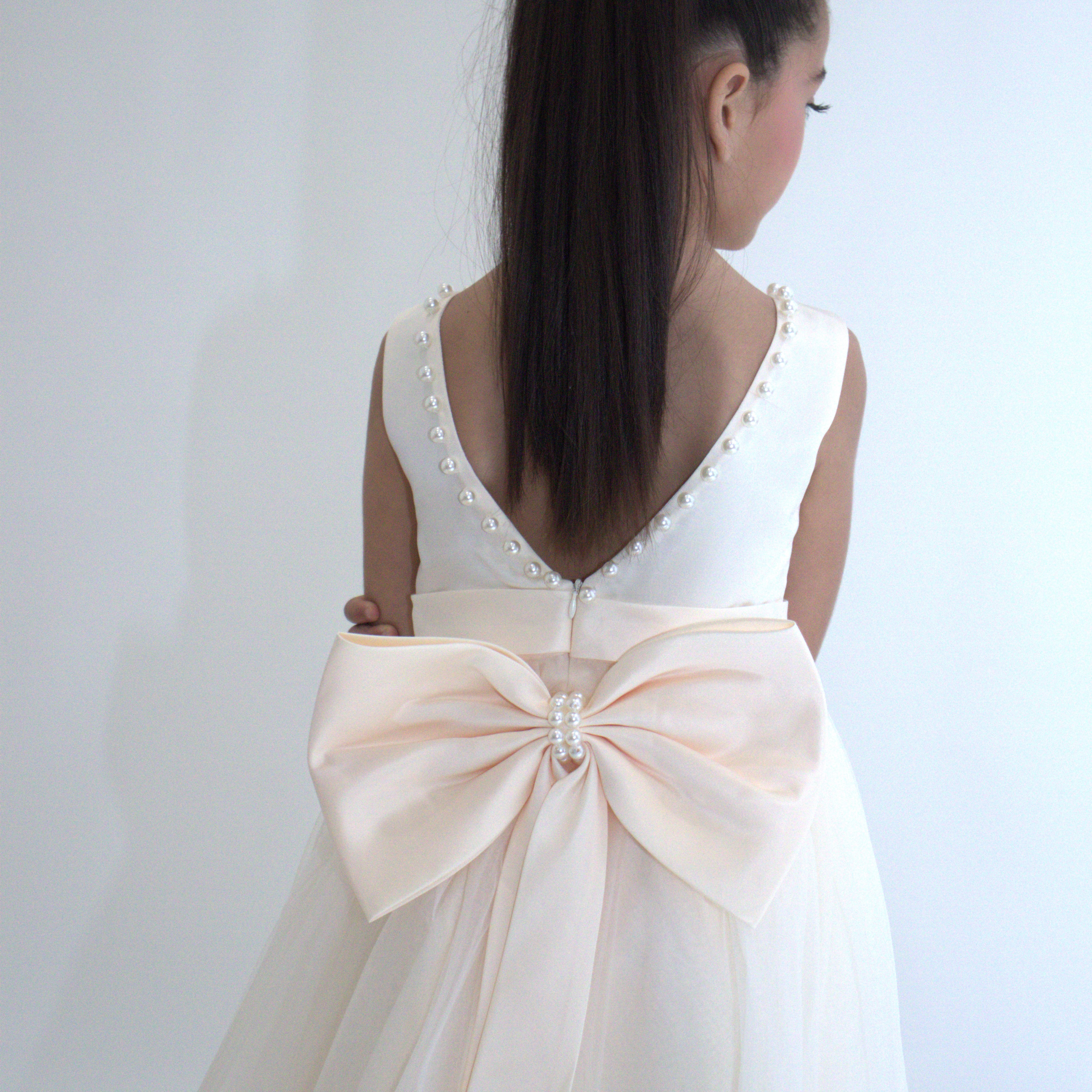 Robe de cérémonie CARMELINE - Beige - Taille: 130 cm (7/8 ans) avec accessoires — Yuko B.