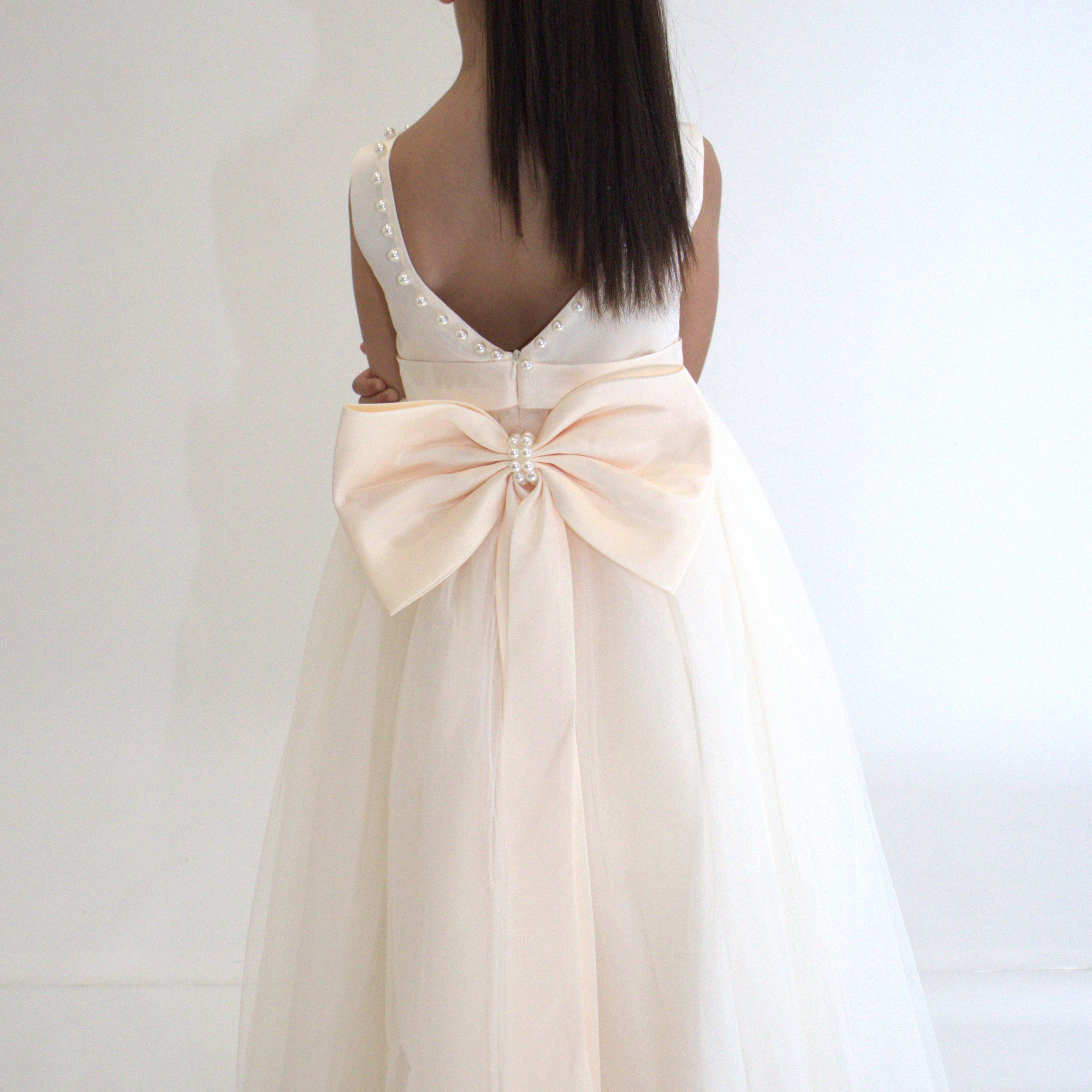 Robe de cérémonie CARMELINE - Beige - Taille: 130 cm (7/8 ans) — accessoire enfant Yuko B.