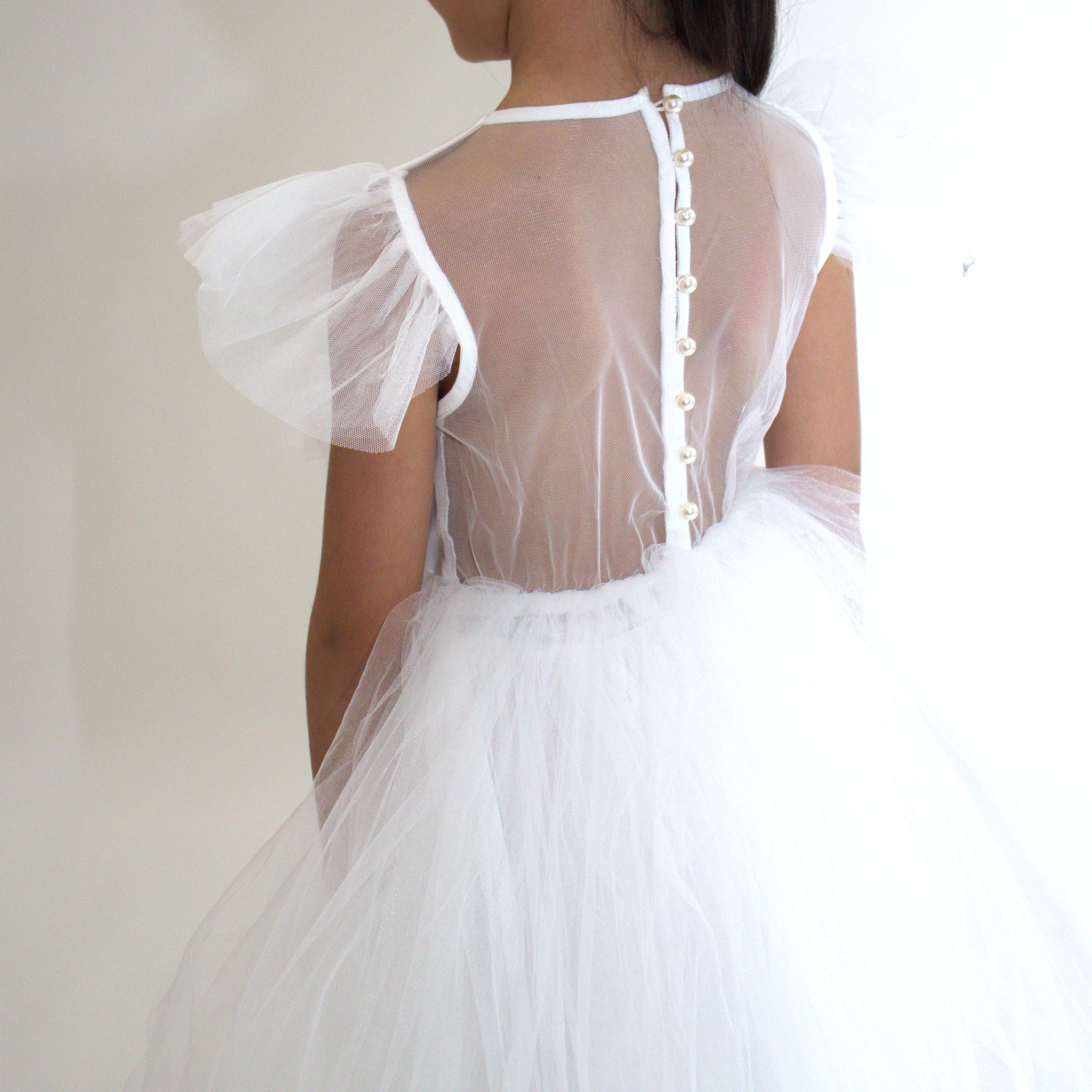 Robe de cérémonie CLARA - Blanche - Taille: 130 cm(7/8 ans) — accessoire enfant Yuko B.