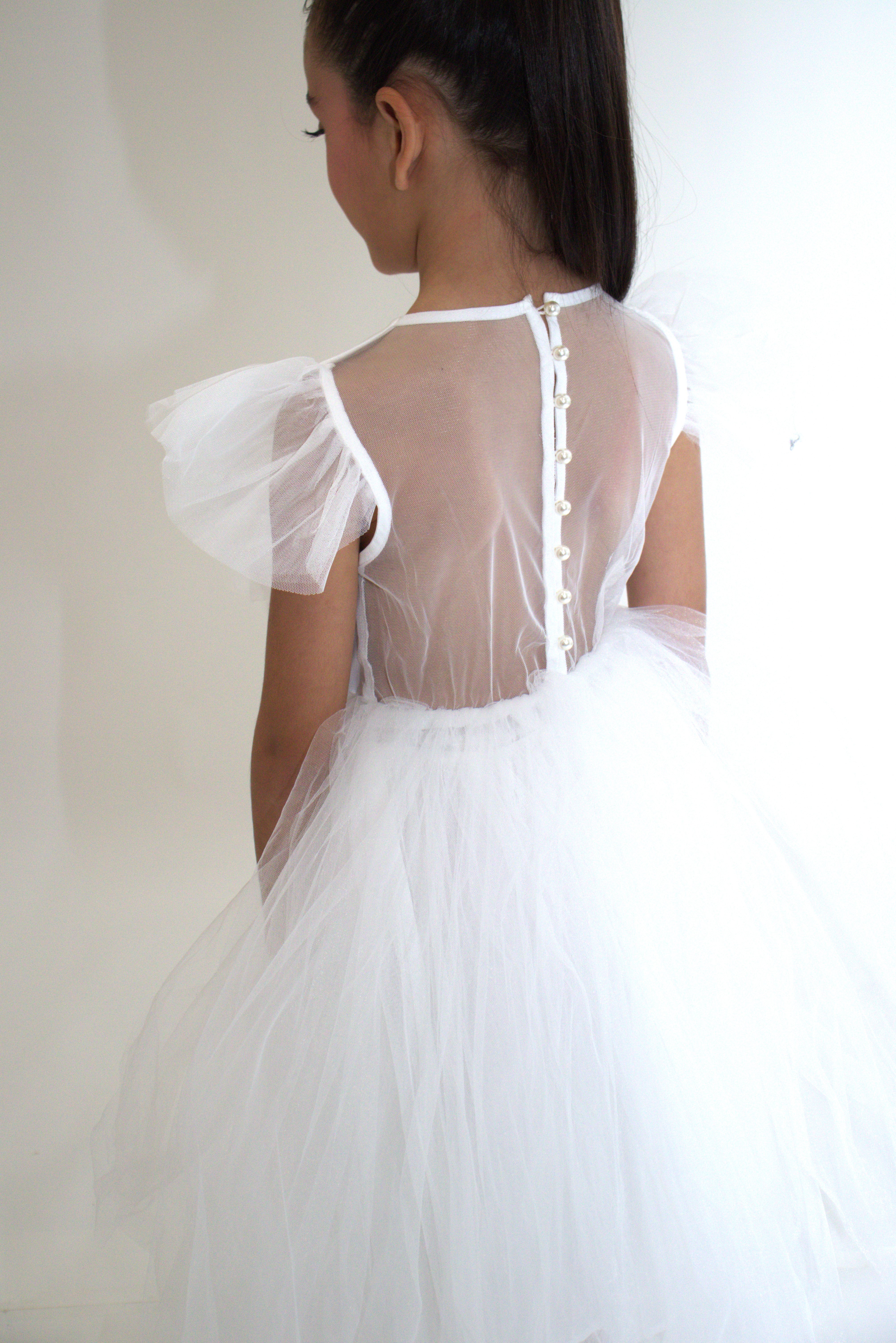 Robe de cérémonie CLARA - Blanche - Taille: 130 cm(7/8 ans) — accessoire enfant Yuko B.