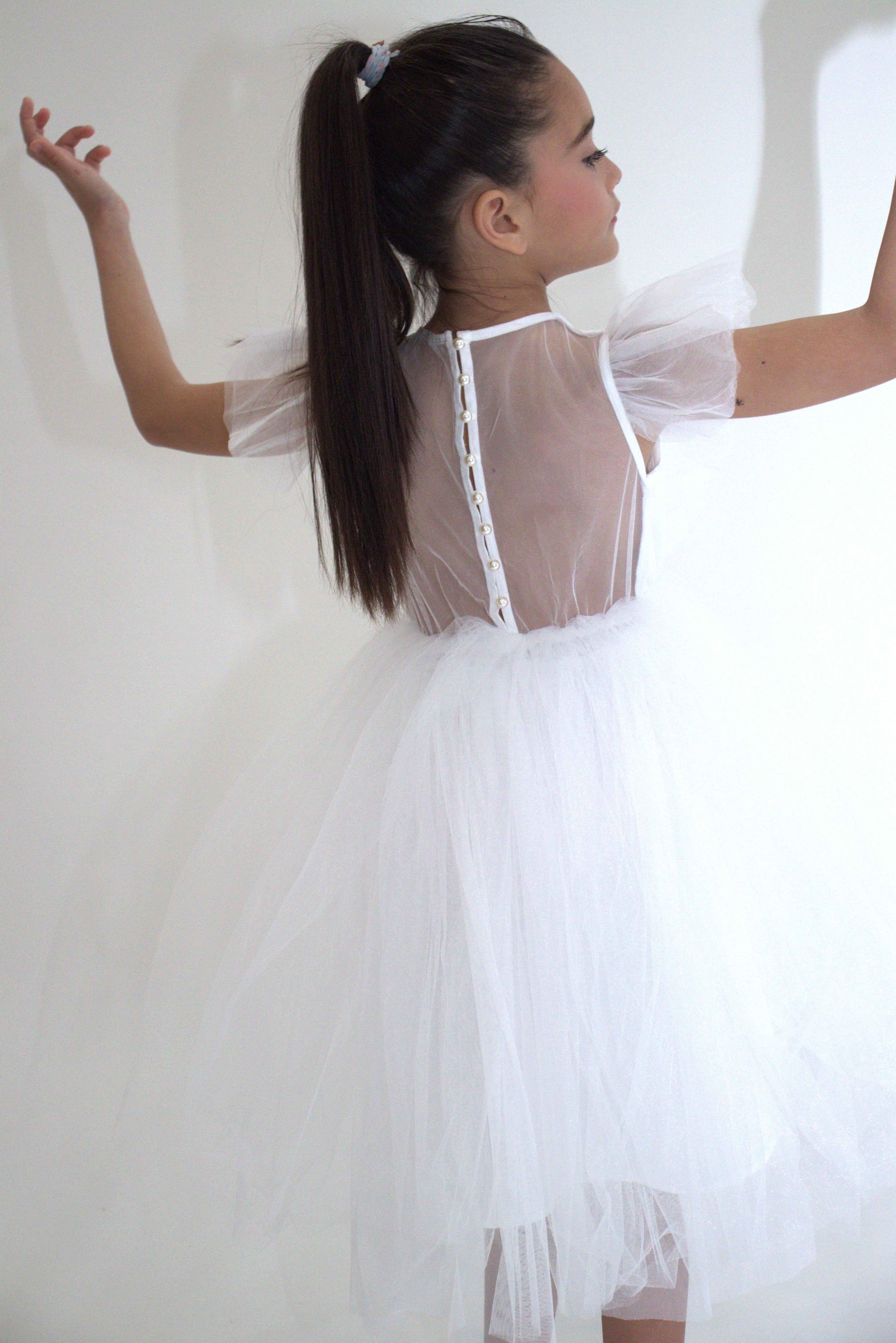 Robe de cérémonie CLARA - Blanche - Taille: 130 cm(7/8 ans) — accessoire enfant Yuko B.