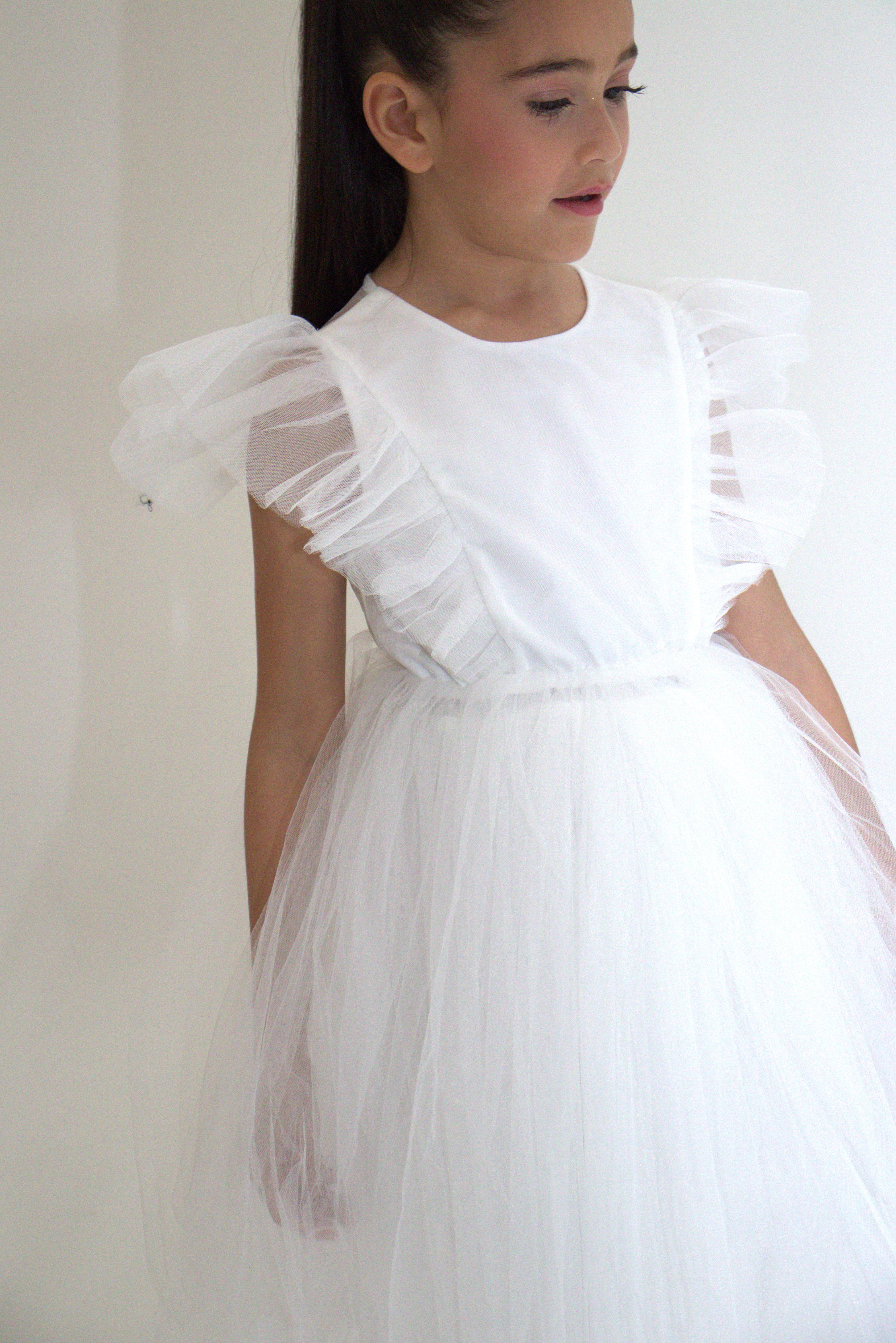 Robe de cérémonie CLARA - Blanche - Taille: 130 cm(7/8 ans) — accessoire enfant Yuko B.