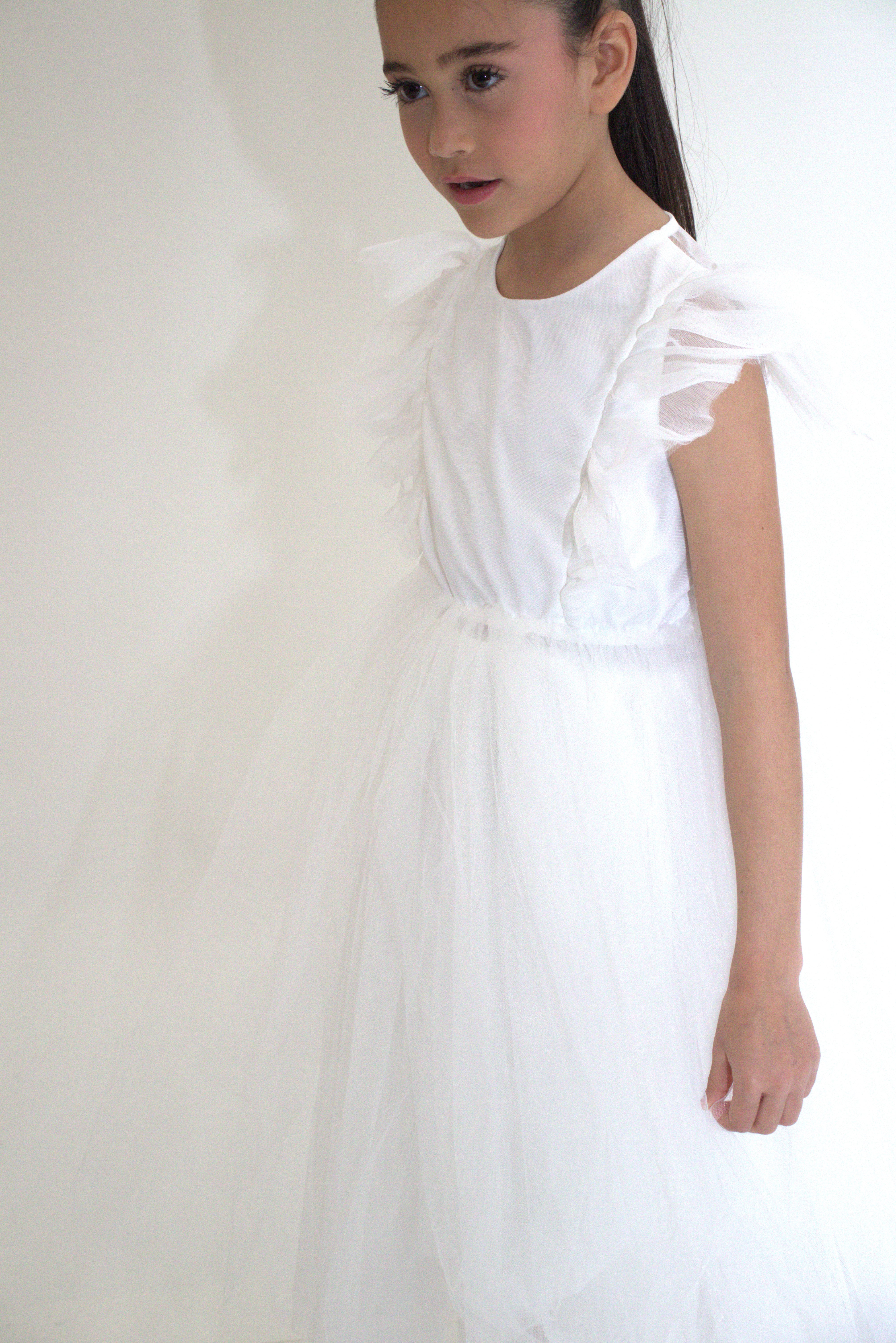 Robe de cérémonie CLARA - Blanche - Taille: 130 cm(7/8 ans) — accessoire enfant Yuko B.