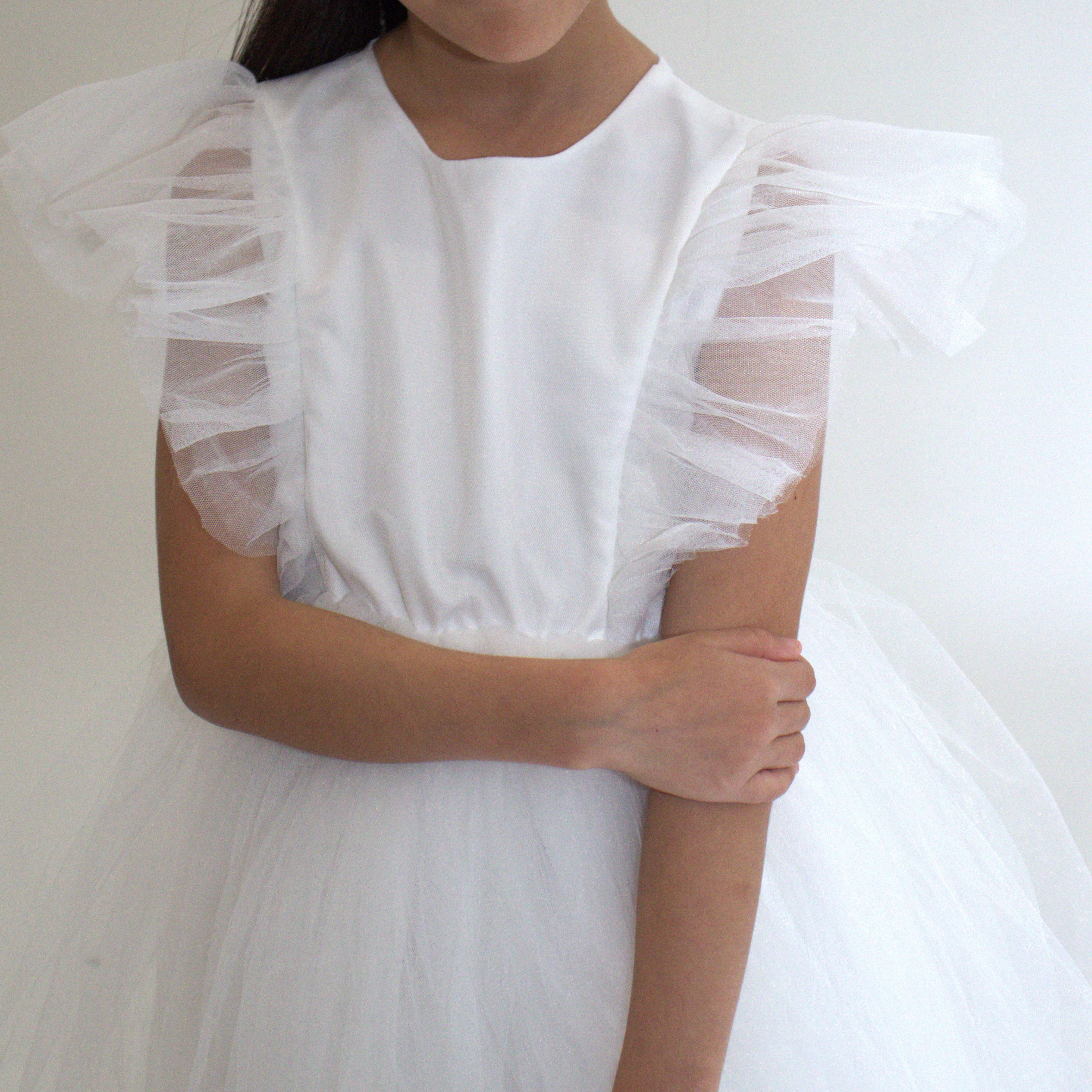 Robe de cérémonie CLARA - Blanche - Taille: 130 cm(7/8 ans) — accessoire enfant Yuko B.