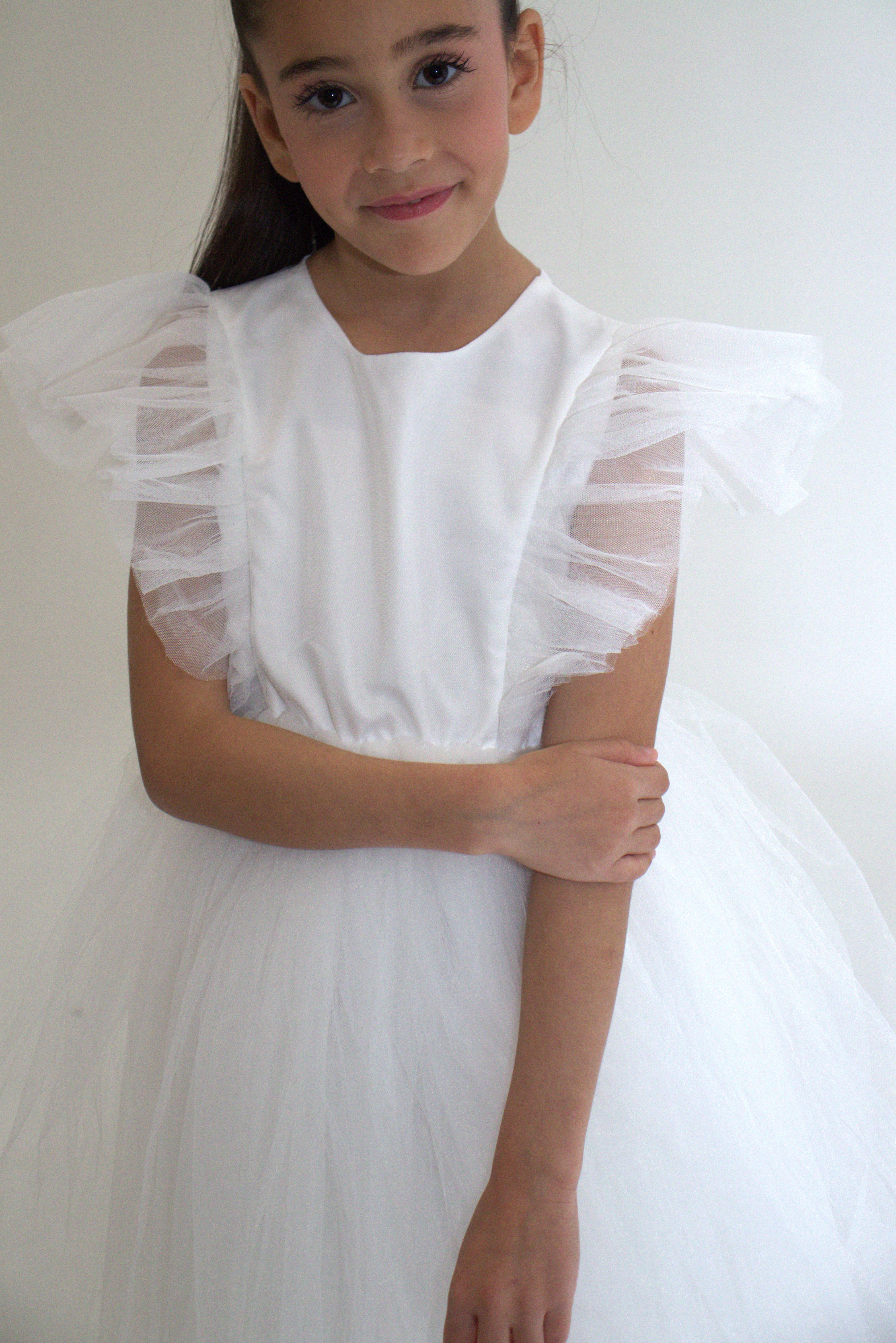 Robe de cérémonie CLARA - Blanche - Taille: 130 cm(7/8 ans) — accessoire enfant Yuko B.