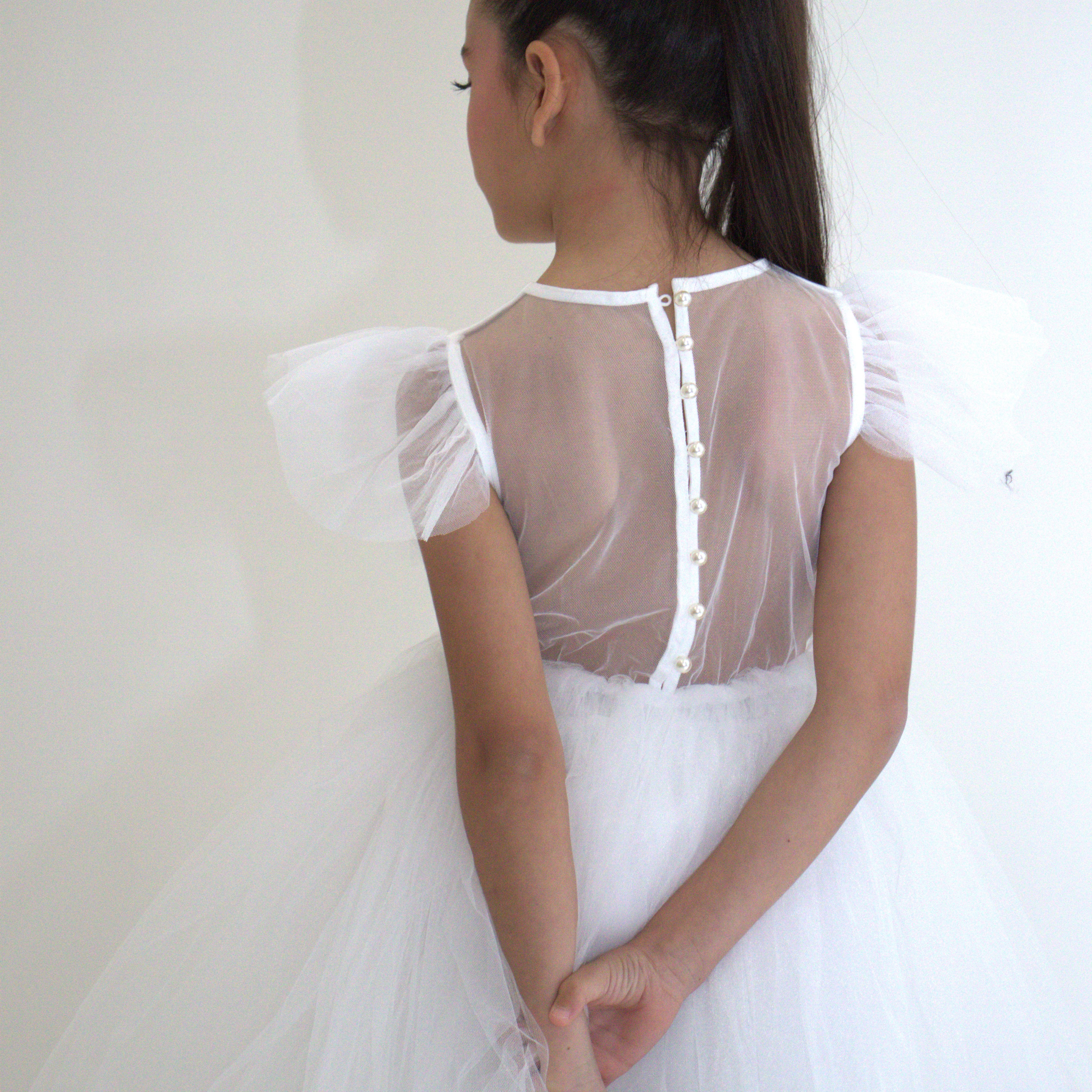 Robe de cérémonie CLARA - Blanche - Taille: 130 cm(7/8 ans) avec accessoires — Yuko B.