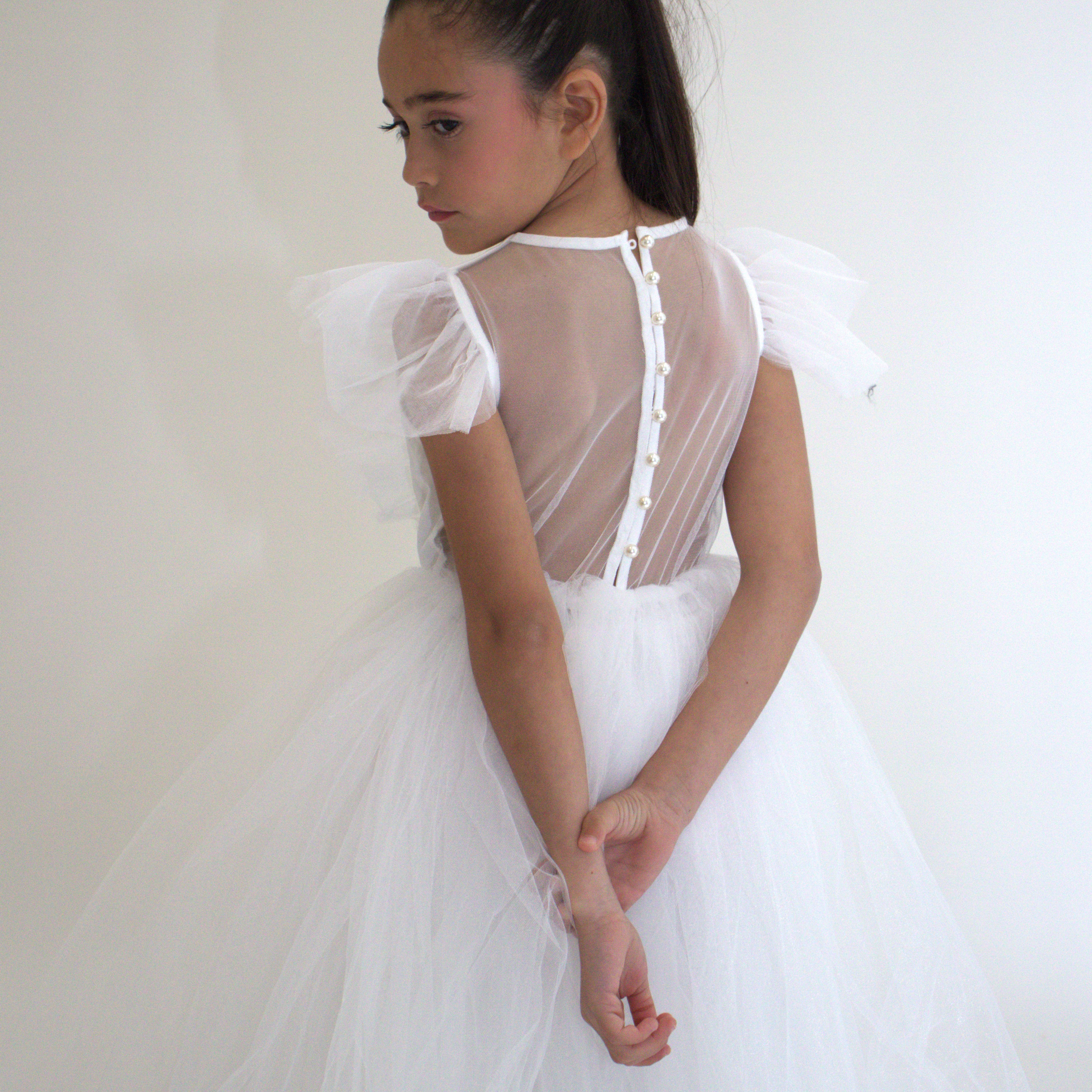Robe de cérémonie CLARA - Blanche - Taille: 130 cm(7/8 ans) — accessoire enfant Yuko B.