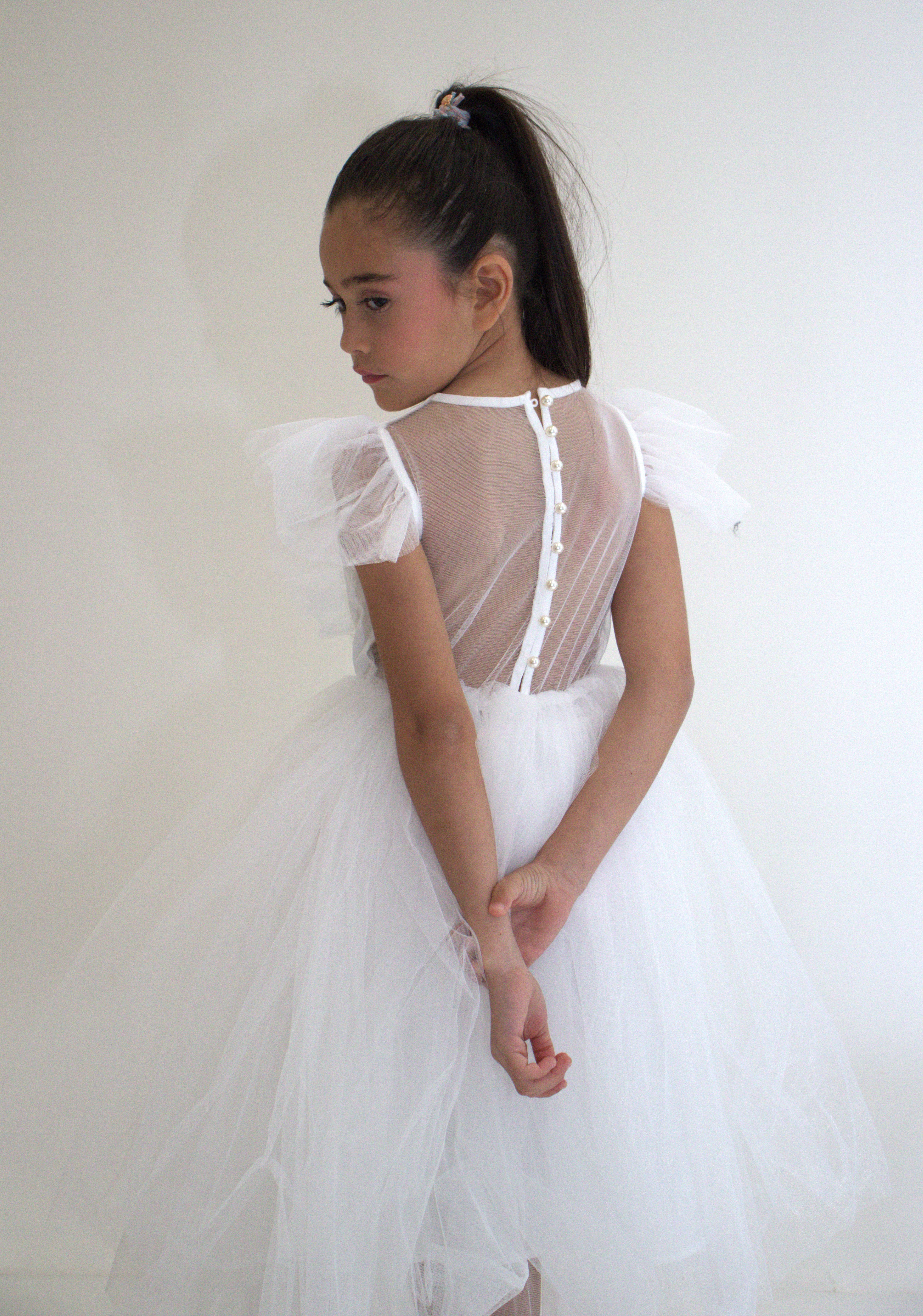Robe de cérémonie CLARA - Blanche - Taille: 130 cm(7/8 ans) — accessoire enfant Yuko B.
