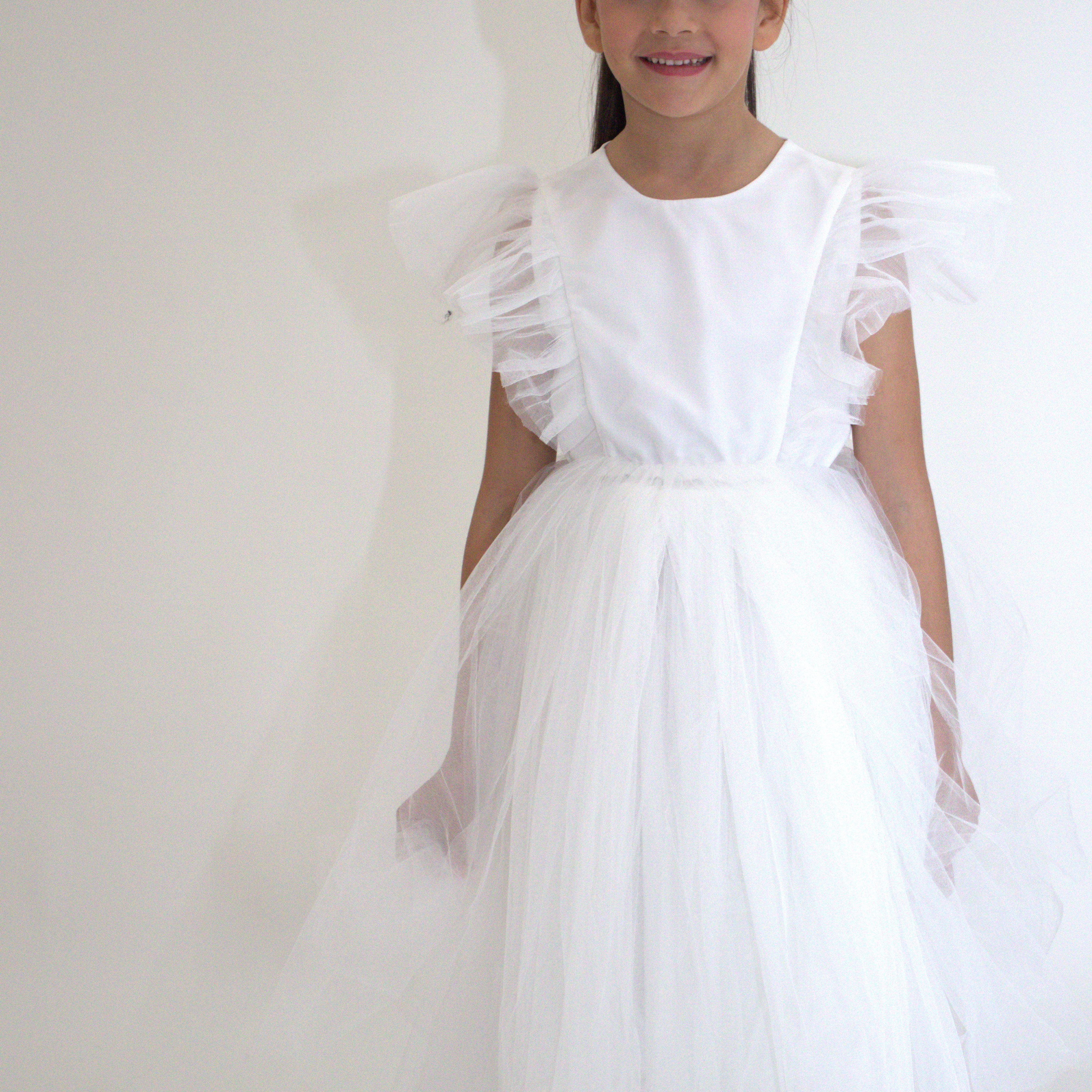 Robe de cérémonie CLARA - Blanche - Taille: 130 cm(7/8 ans) — accessoire enfant Yuko B.
