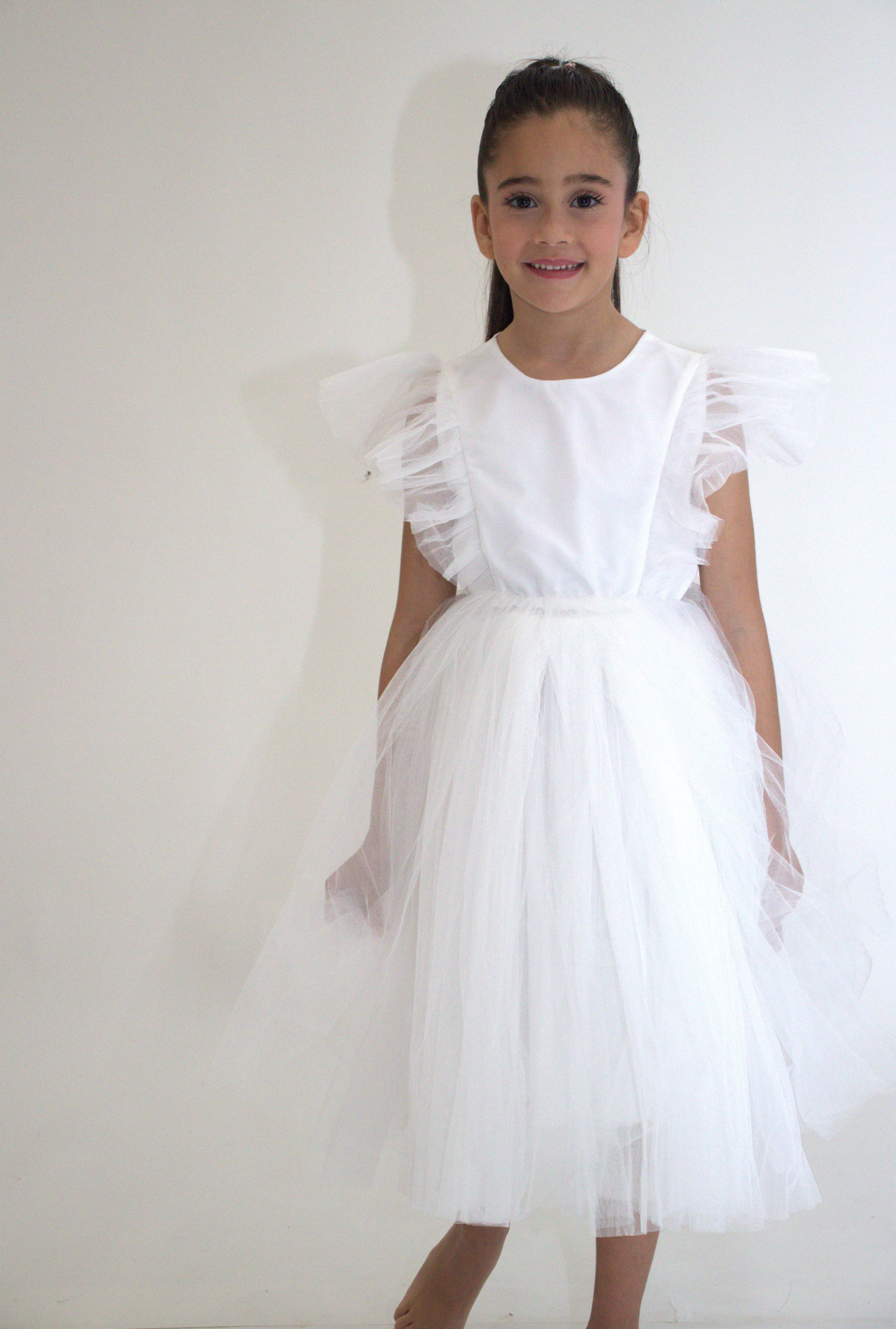 Robe de cérémonie CLARA - Blanche - Taille: 130 cm(7/8 ans) — accessoire enfant Yuko B.