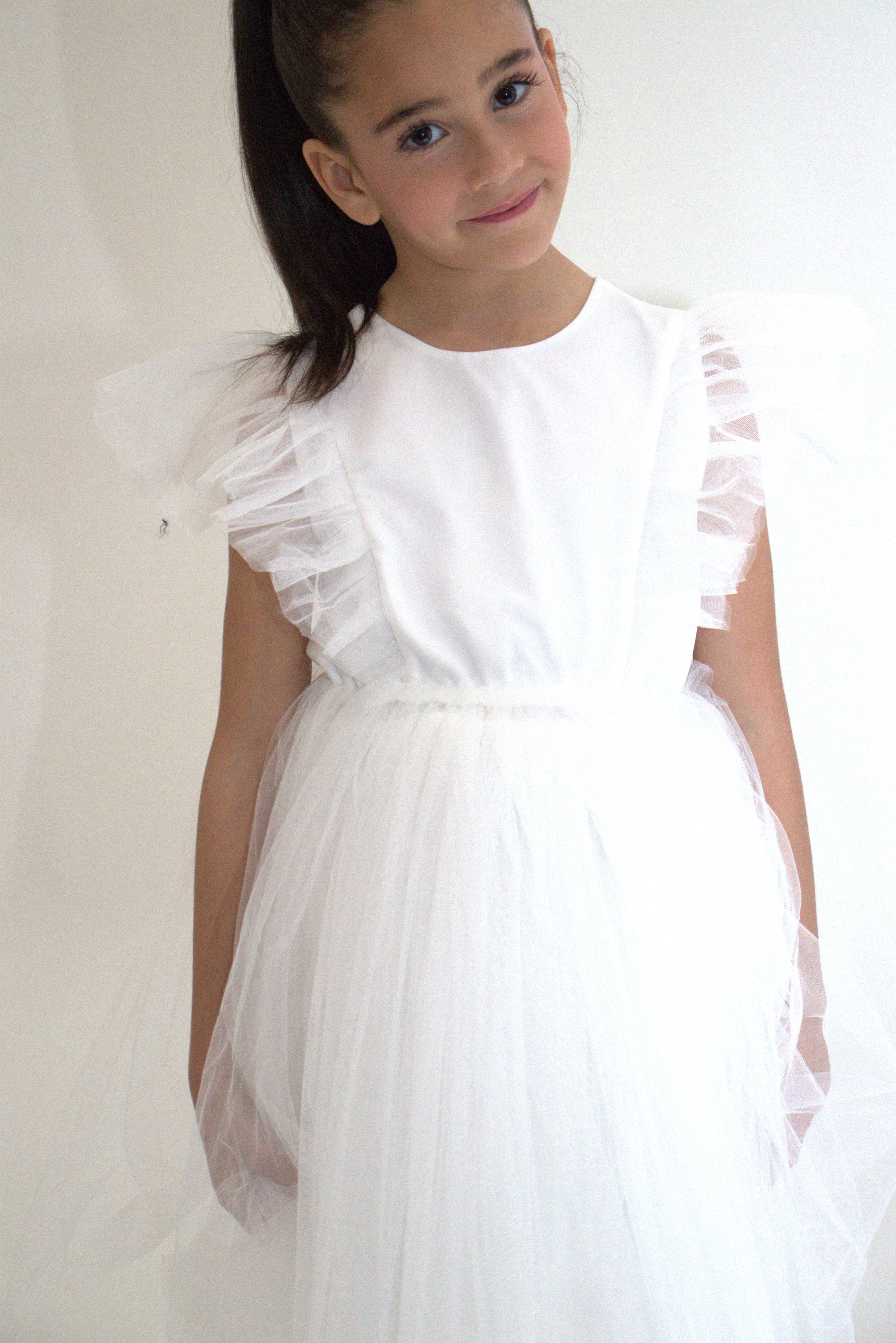 Robe de cérémonie CLARA - Blanche - Taille: 130 cm(7/8 ans) — accessoire enfant Yuko B.