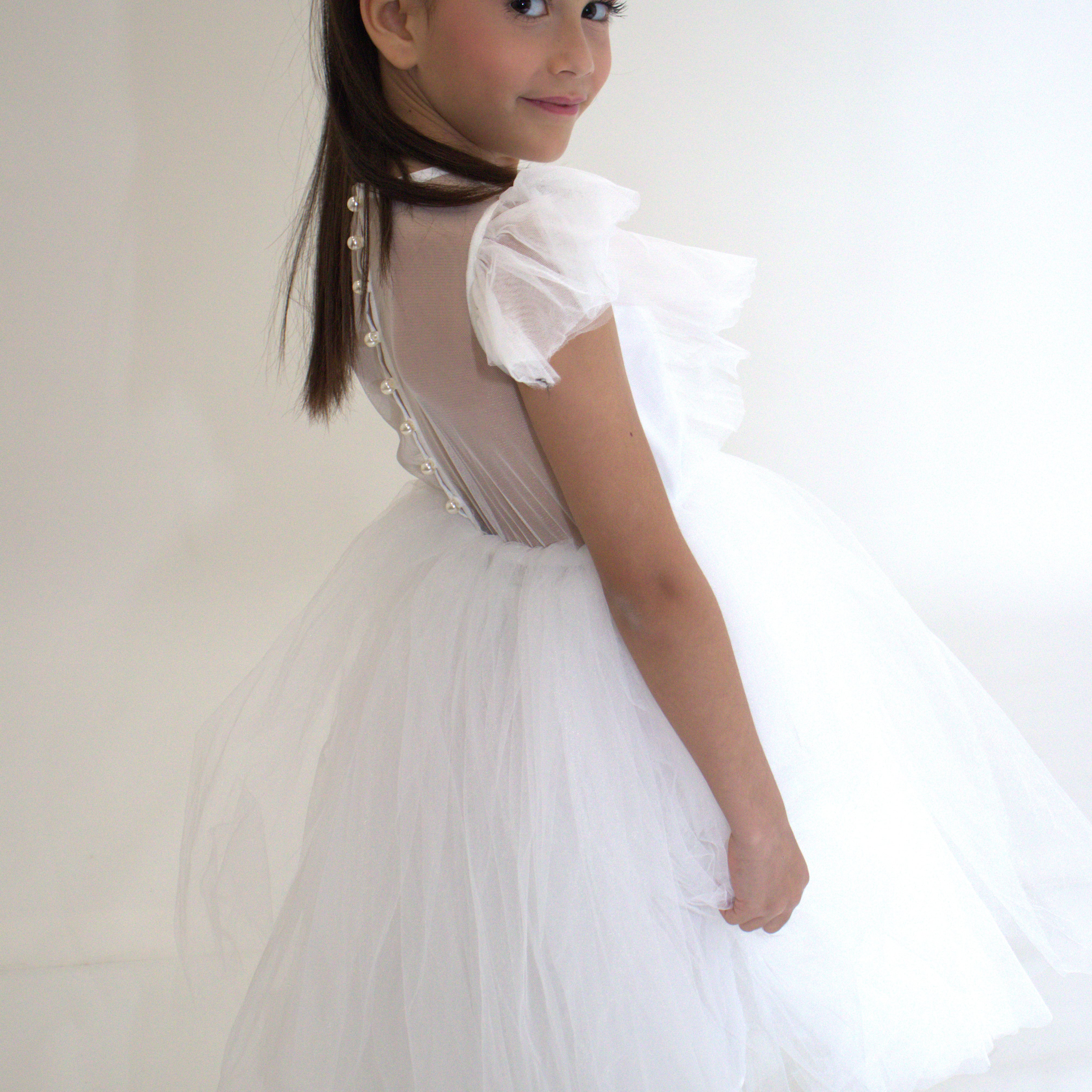 Robe de cérémonie CLARA - Blanche - Taille: 120 cm (4/5 ans) — accessoire enfant Yuko B.