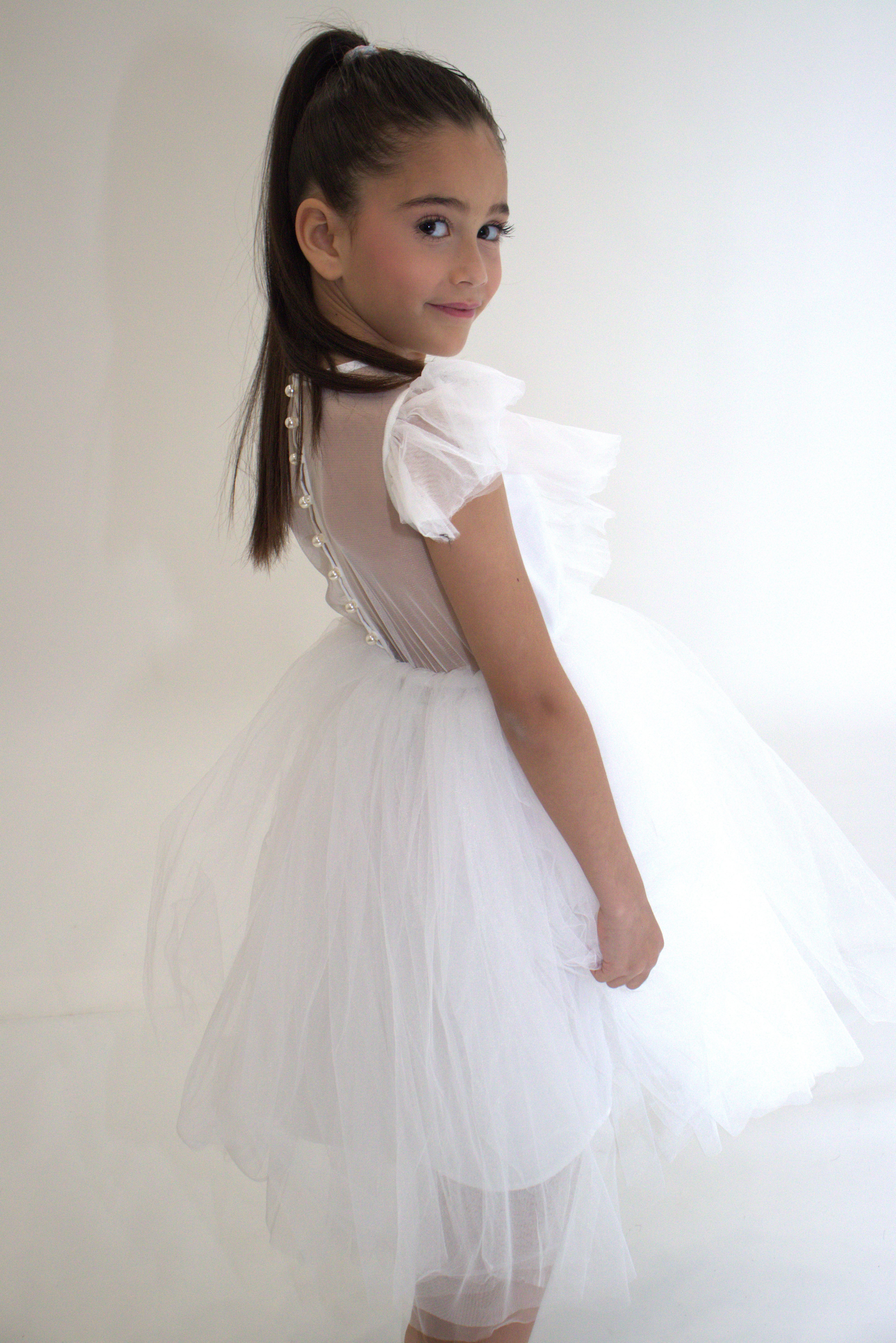 Robe de cérémonie CLARA - Blanche - Taille: 120 cm (4/5 ans) — accessoire enfant Yuko B.