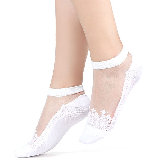 Socquettes en voile et coton résistants DIVA - Blanc - Yuko B.