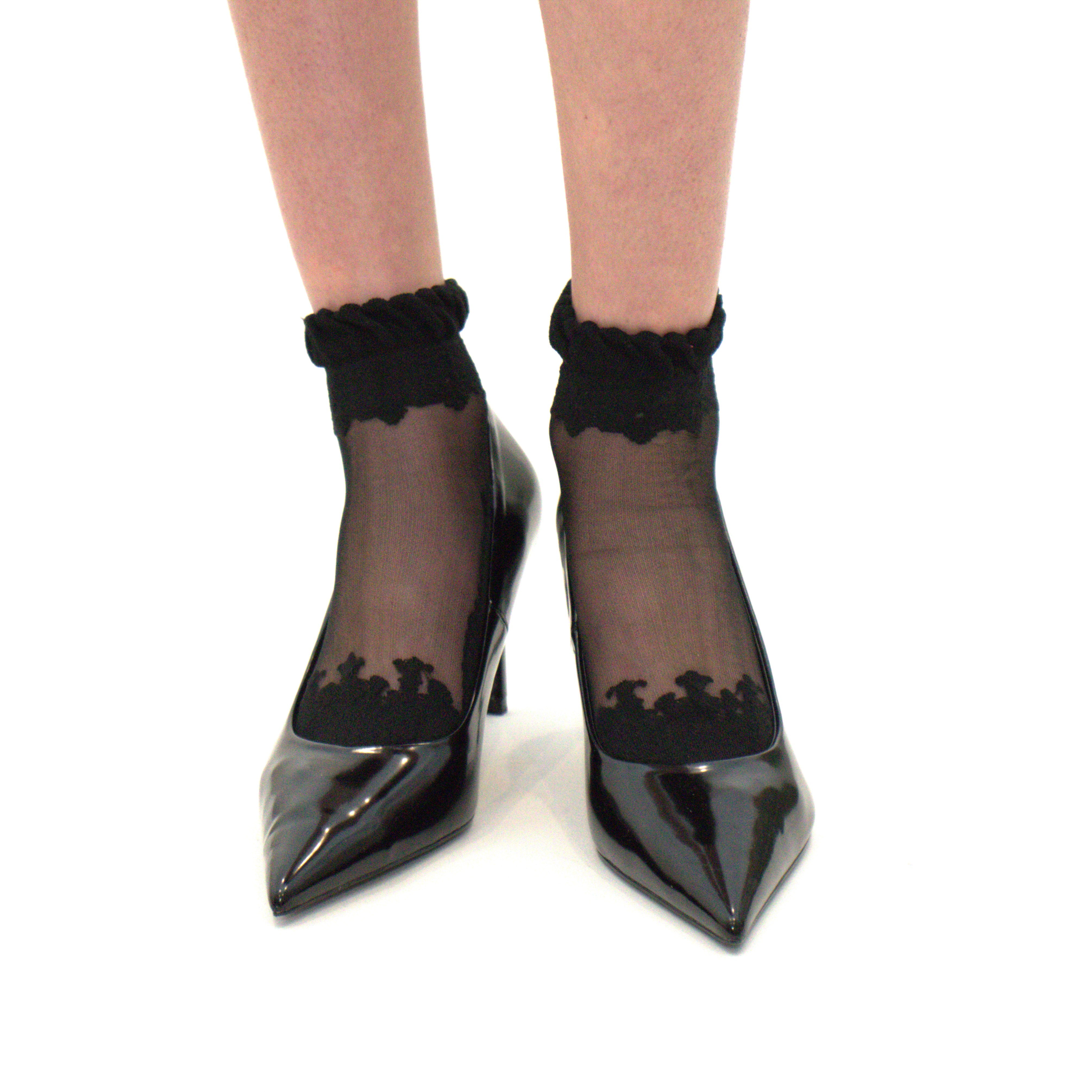 DIVA - Noir - La chaussette femme en voile ultra-résistant vue de côté — Yuko B.