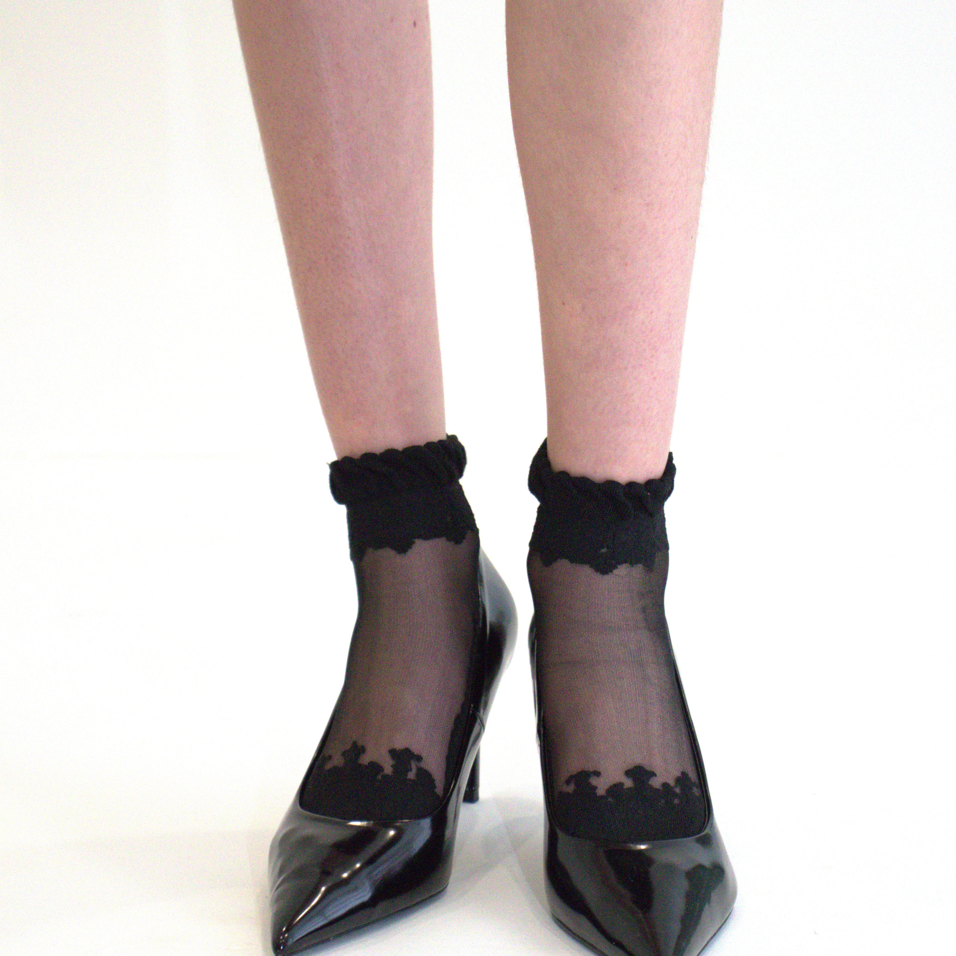 DIVA - Noir - La chaussette femme en voile ultra-résistant détail — Yuko B.