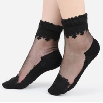 DIVA - Noir - La chaussette femme en voile ultra-résistant vue de face — Yuko B.