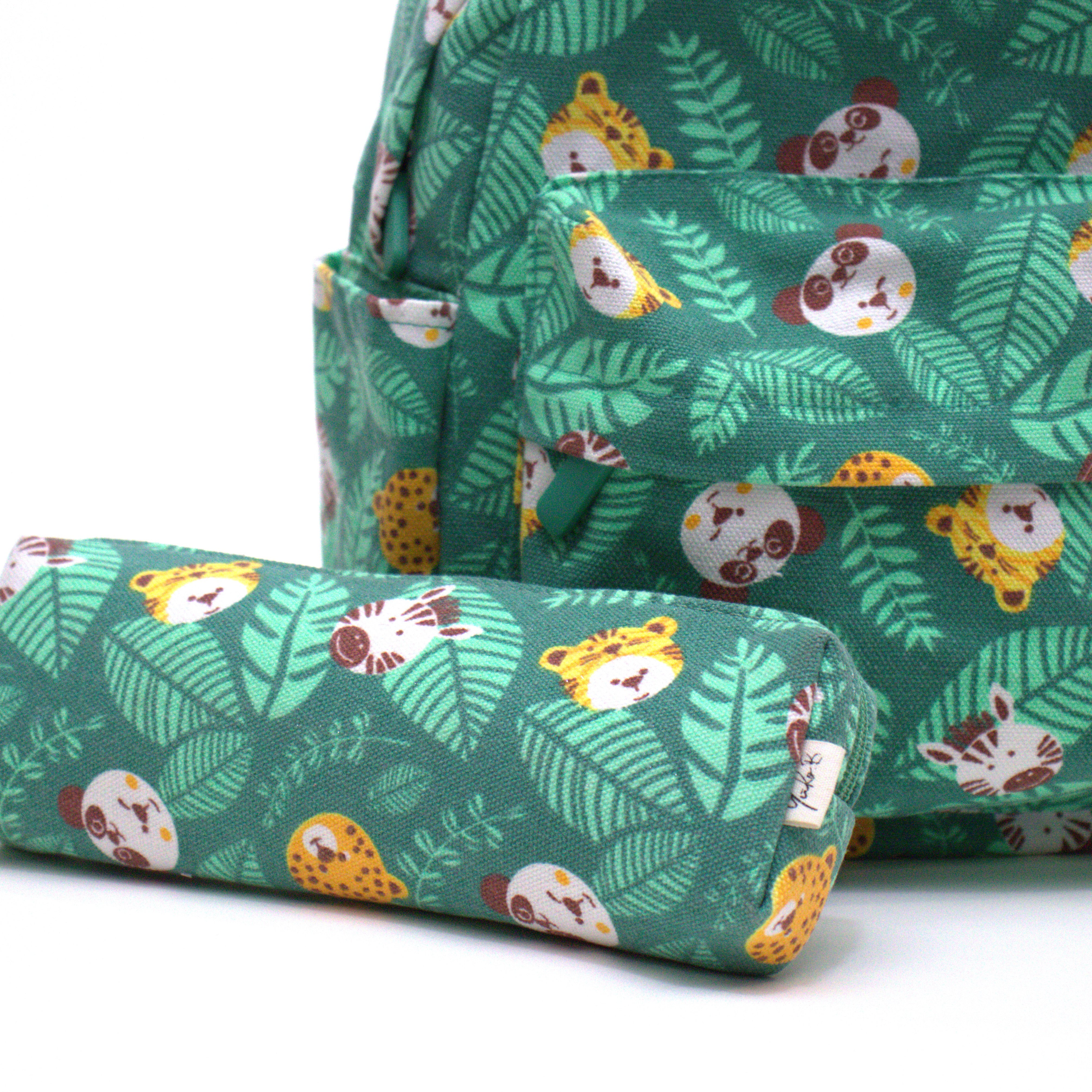 Ensemble Sac à dos + Trousse - Jungle Carnival - Vert - Yuko B.