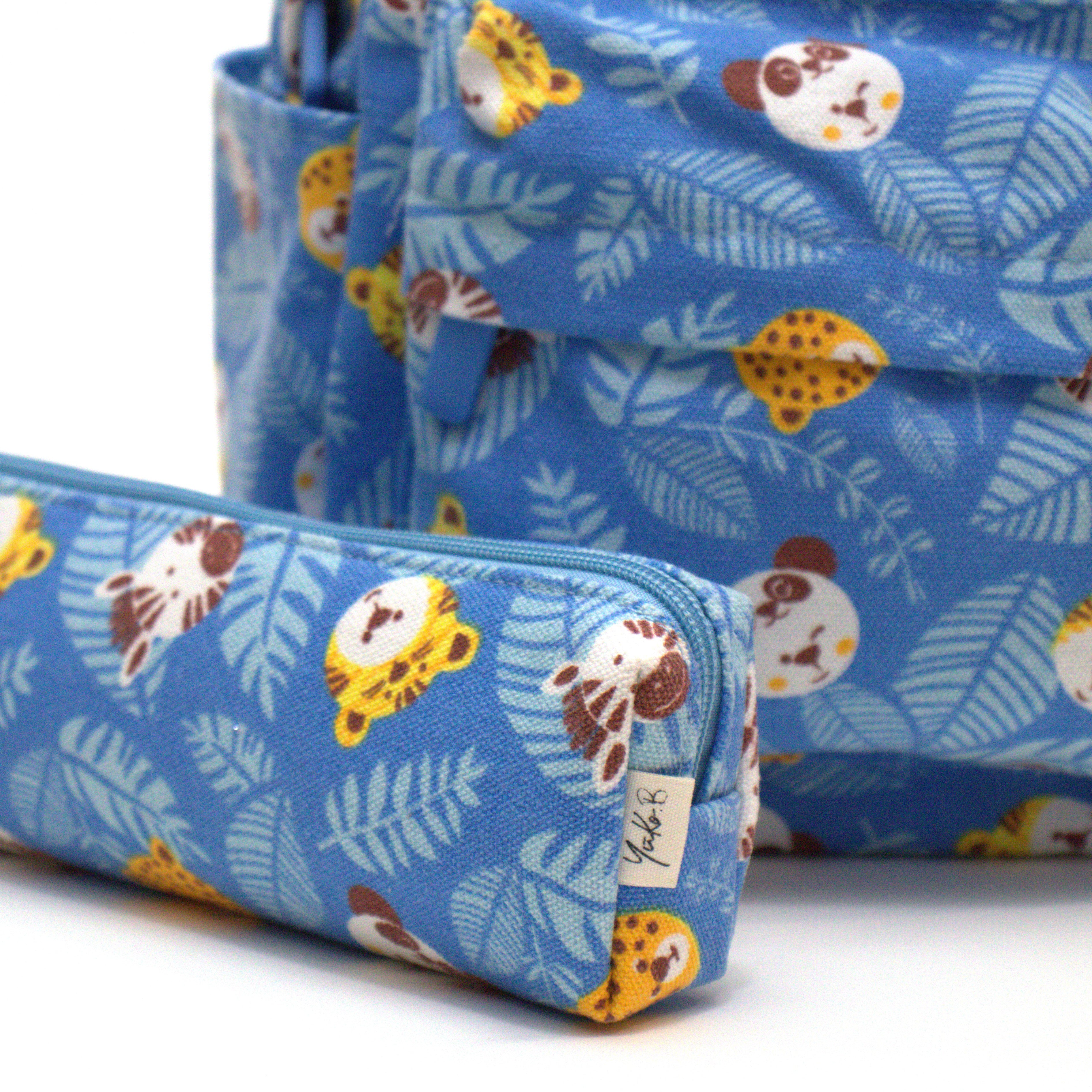 Ensemble Sac à dos + Trousse - Jungle Carnival - Bleu - Yuko B.