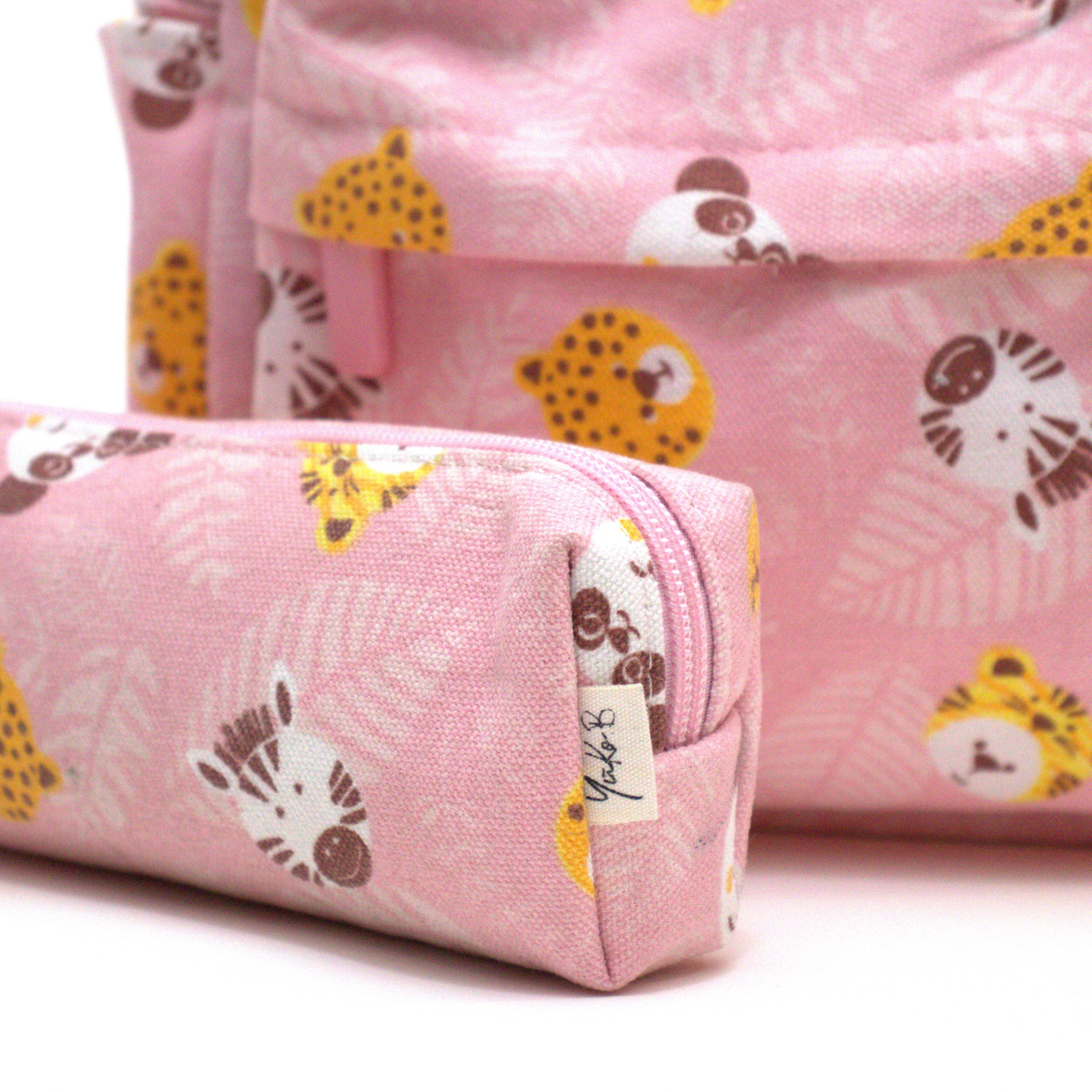 Ensemble Sac à dos + Trousse - Jungle Carnival - Rose - Yuko B.