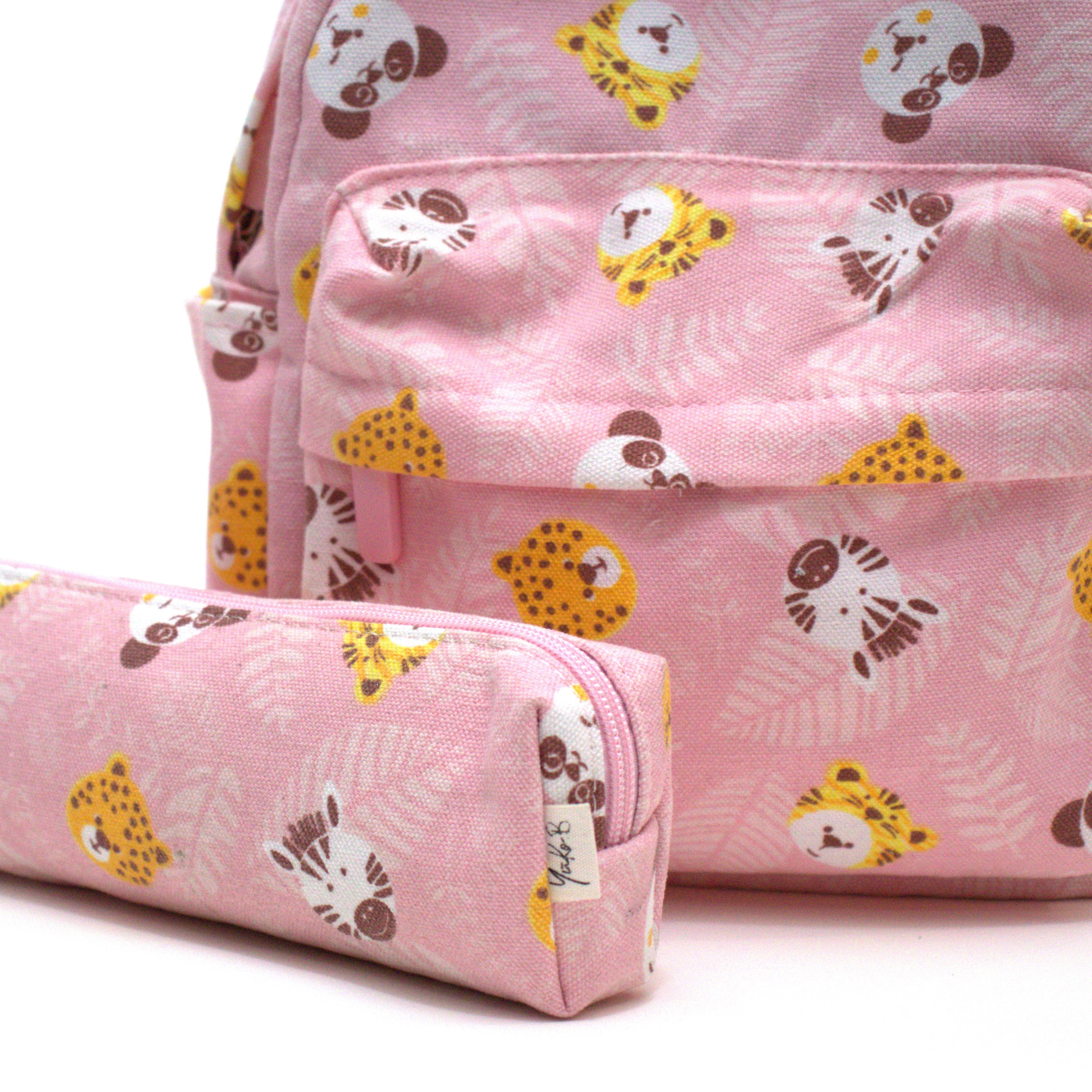 Ensemble Sac à dos + Trousse - Jungle Carnival - Rose - Yuko B.
