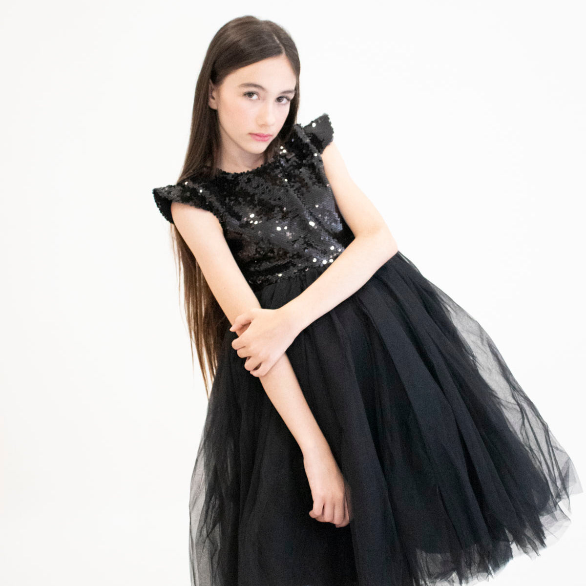 Robe de cérémonie FIONA Noir - Taille 150cm (9/10 ans) vue de côté — Yuko B.