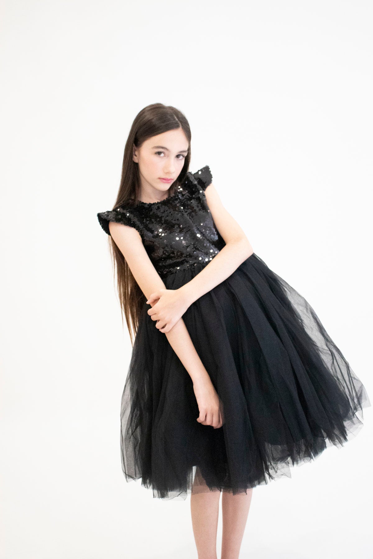 Robe de cérémonie FIONA Noir - Taille 150cm (9/10 ans) vue de côté — Yuko B.
