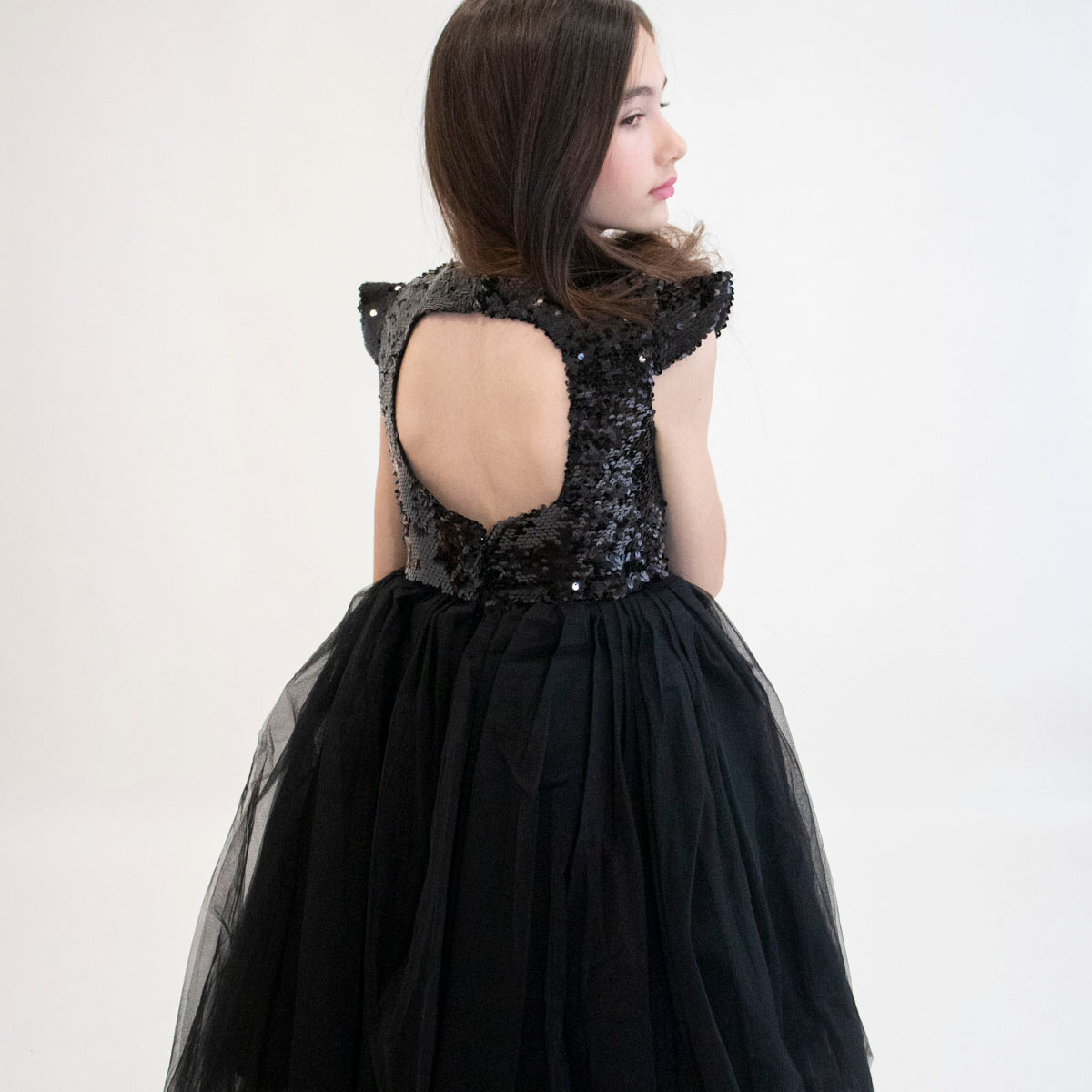 Robe de cérémonie FIONA Noir - Taille 150cm (9/10 ans) détail — Yuko B.