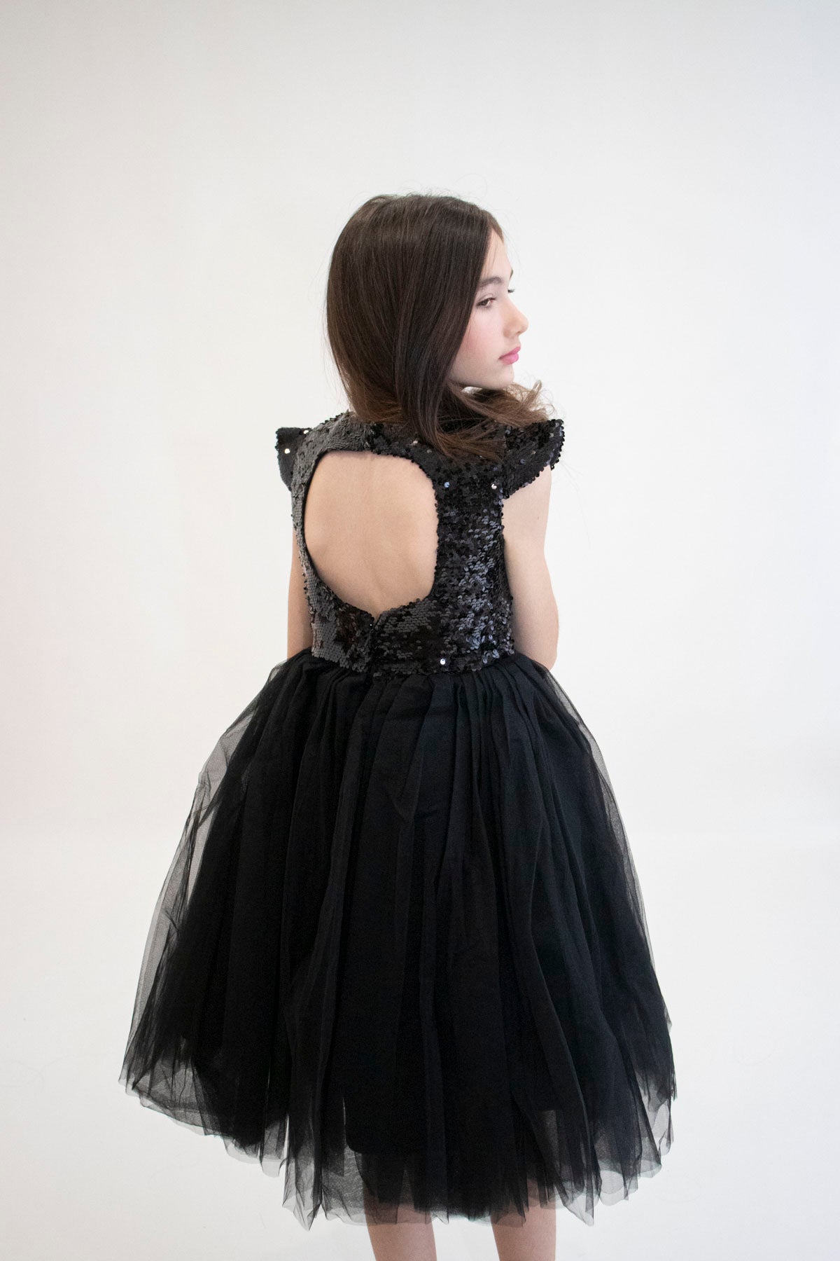 Robe de cérémonie FIONA Noir - Taille 150cm (9/10 ans) détail — Yuko B.