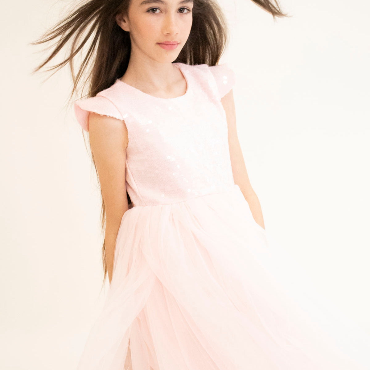 Robe de cérémonie FIONA Rose - Taille 150cm (9/10 ans) vue de côté — Yuko B.