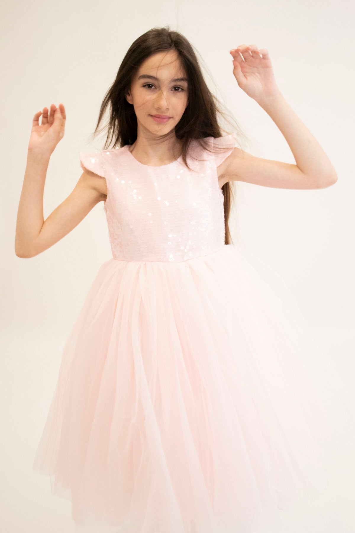 Robe de cérémonie FIONA Rose - Taille 150cm (9/10 ans) détail — Yuko B.