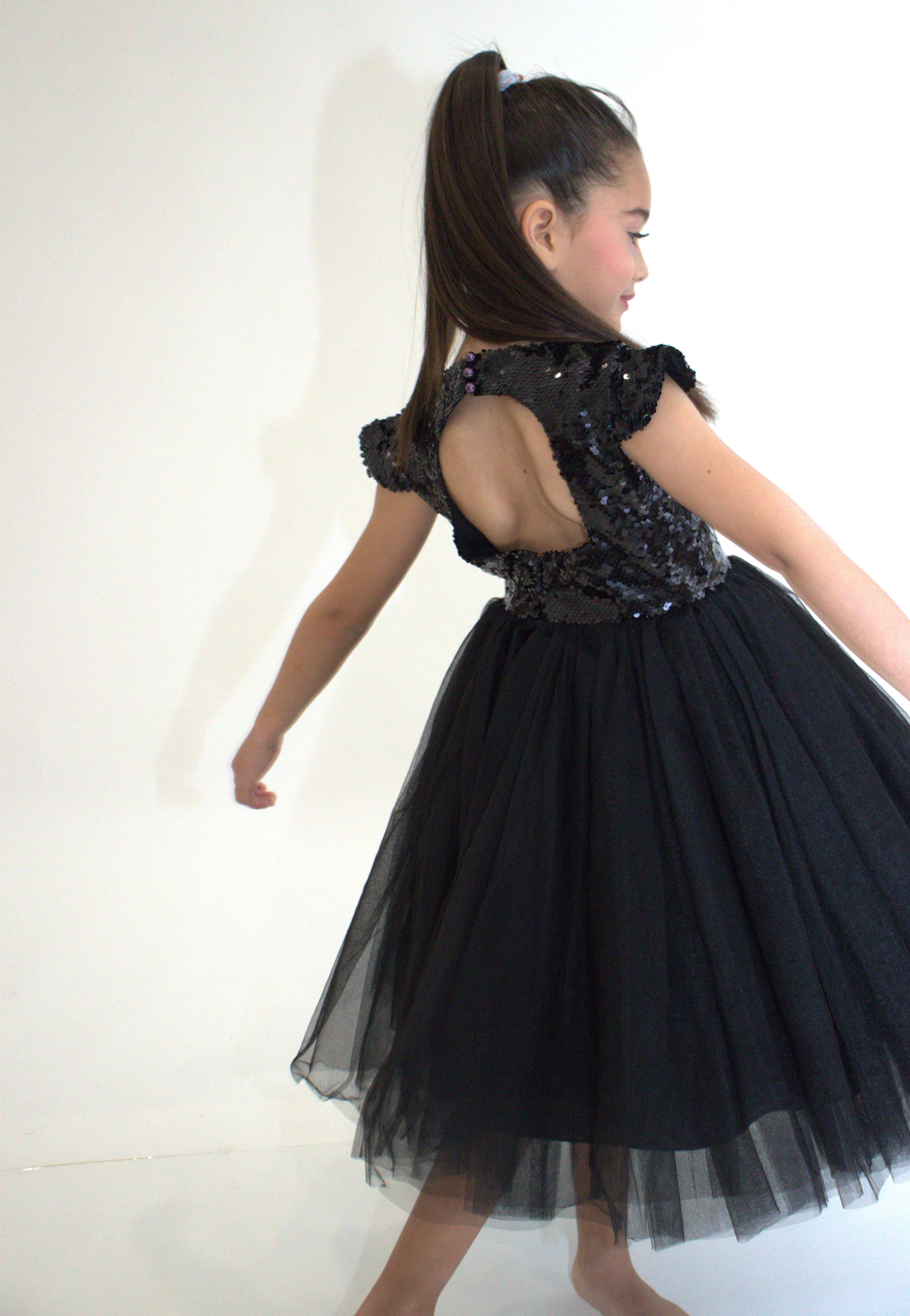 Robe de cérémonie FIONA Noir - Taille 150cm (9/10 ans) — accessoire enfant Yuko B.