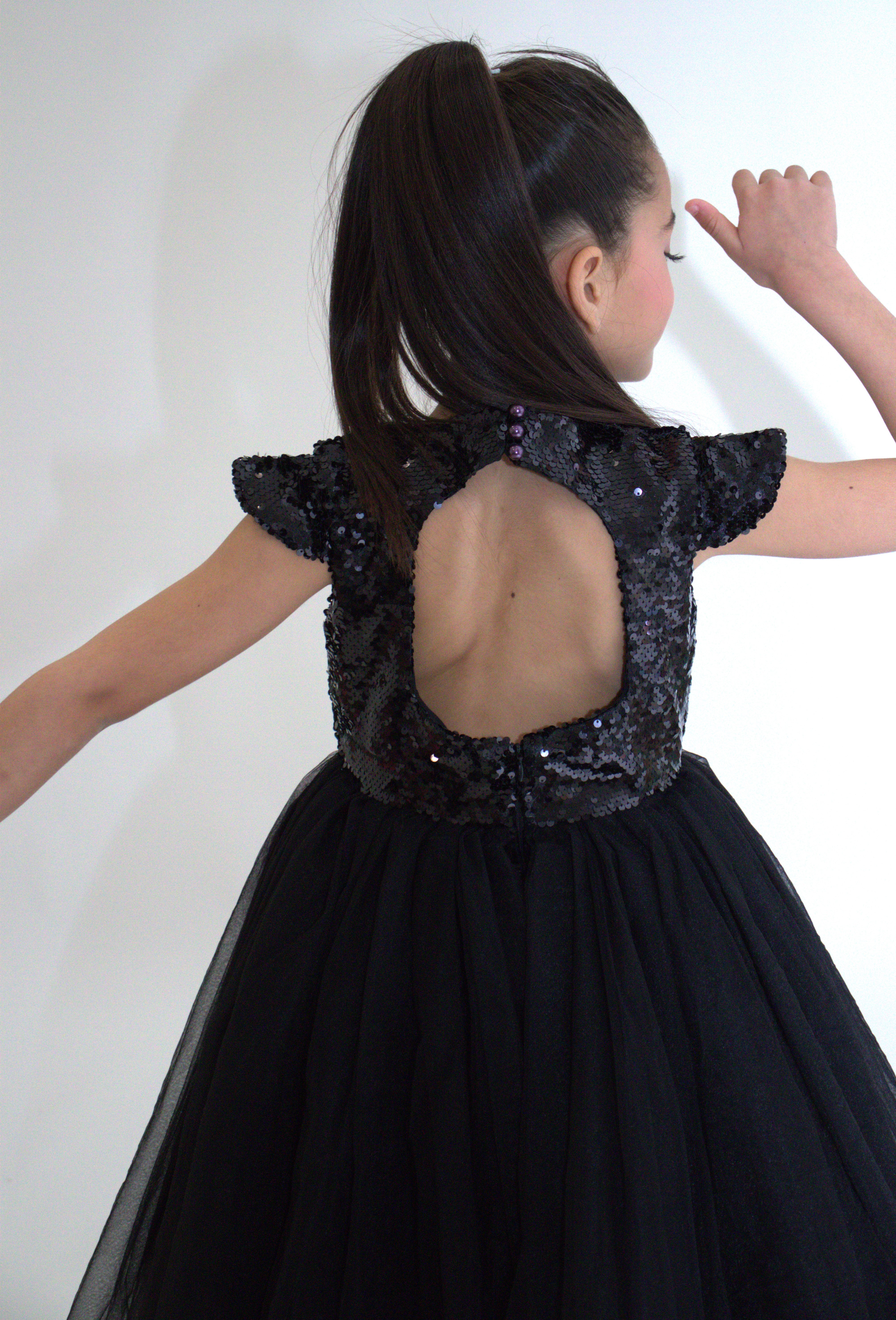Robe de cérémonie FIONA Noir - Taille 150cm (9/10 ans) — accessoire enfant Yuko B.