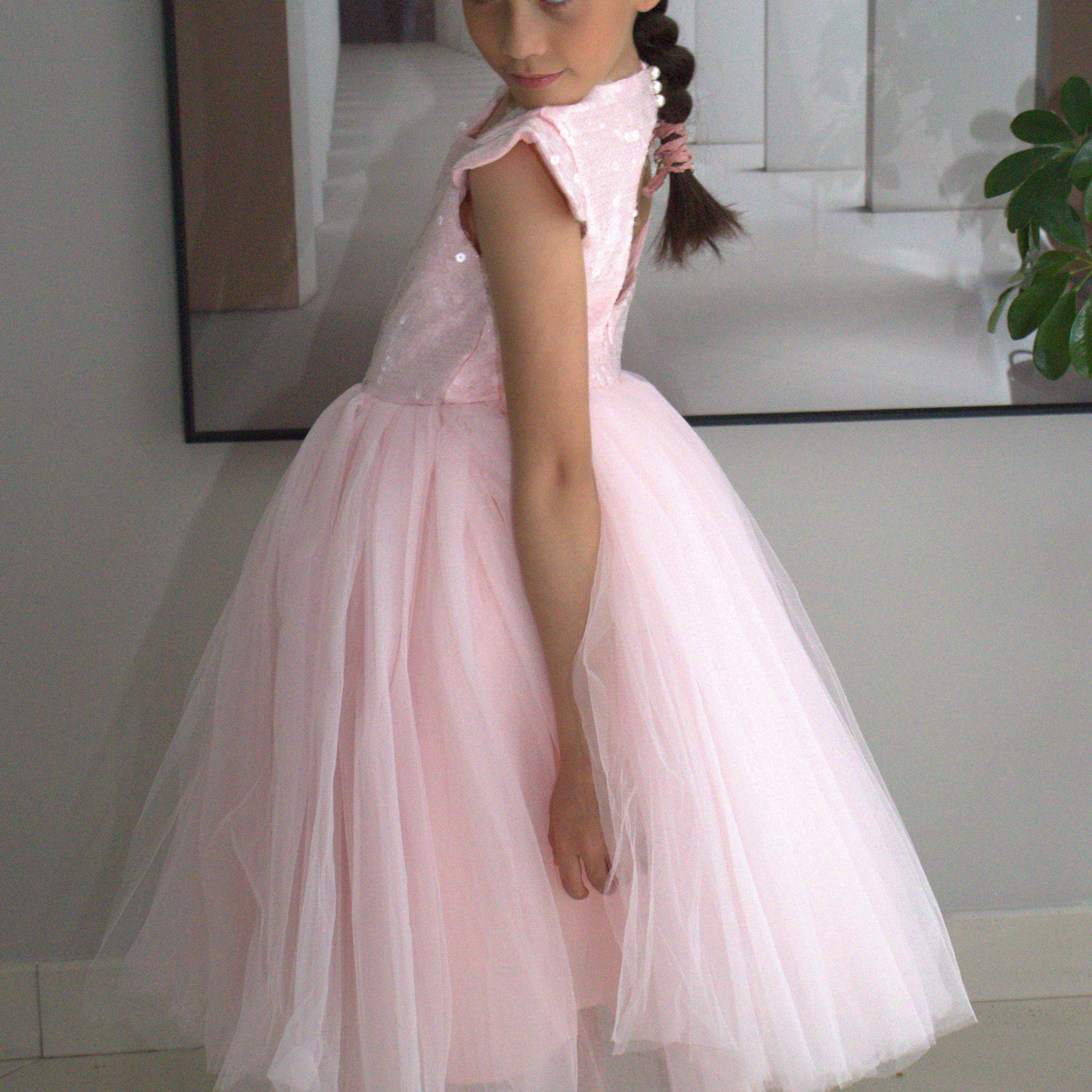 Robe de cérémonie FIONA Rose - Taille 150cm (9/10 ans) — accessoire enfant Yuko B.