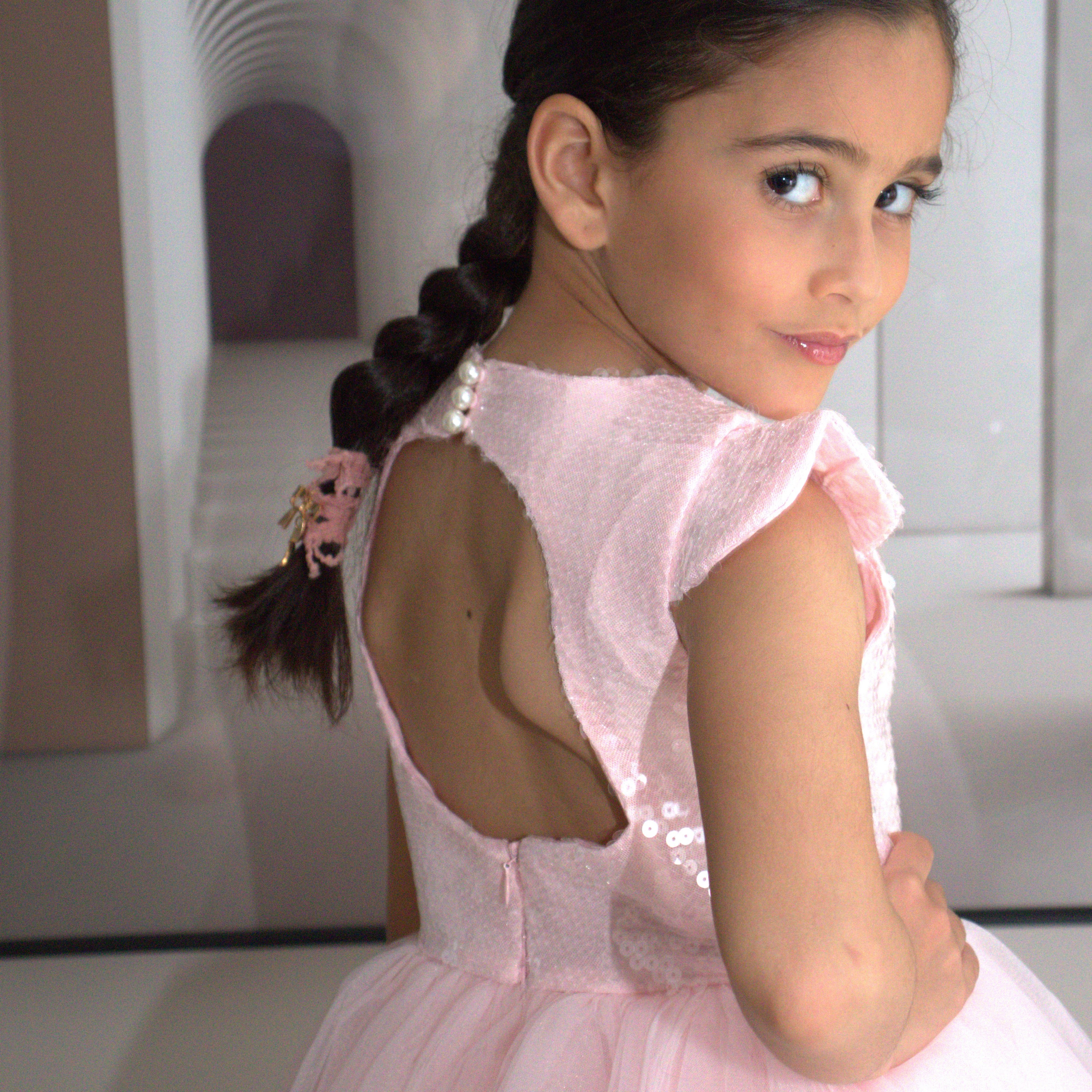 Robe de cérémonie FIONA Rose - Taille 150cm (9/10 ans) — accessoire enfant Yuko B.